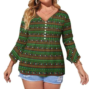 Christmas Sweater Women's Ruffled Petal Sleeve Top