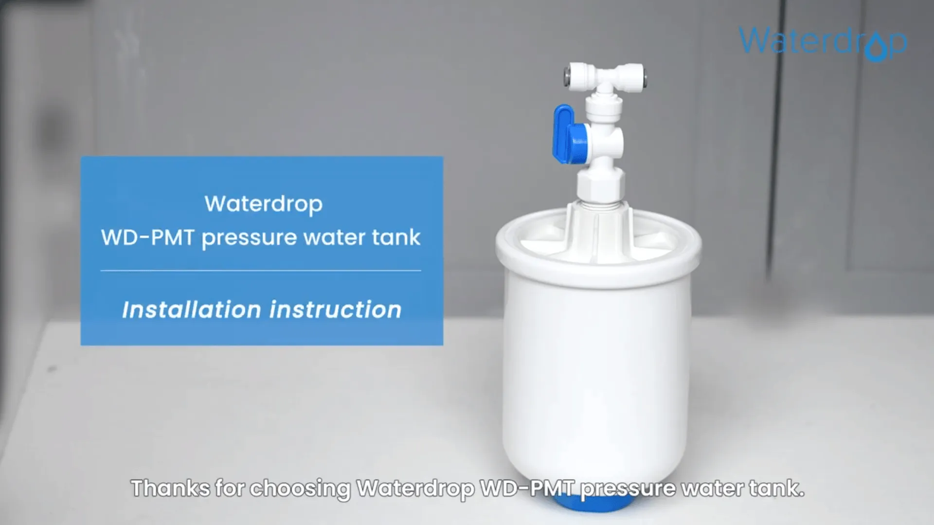 Connect RO System to Refrigerator - Waterdrop PMT Small Water Pressure Tank for Smart Reverse Osmosis, with 1/4" Water Tubing