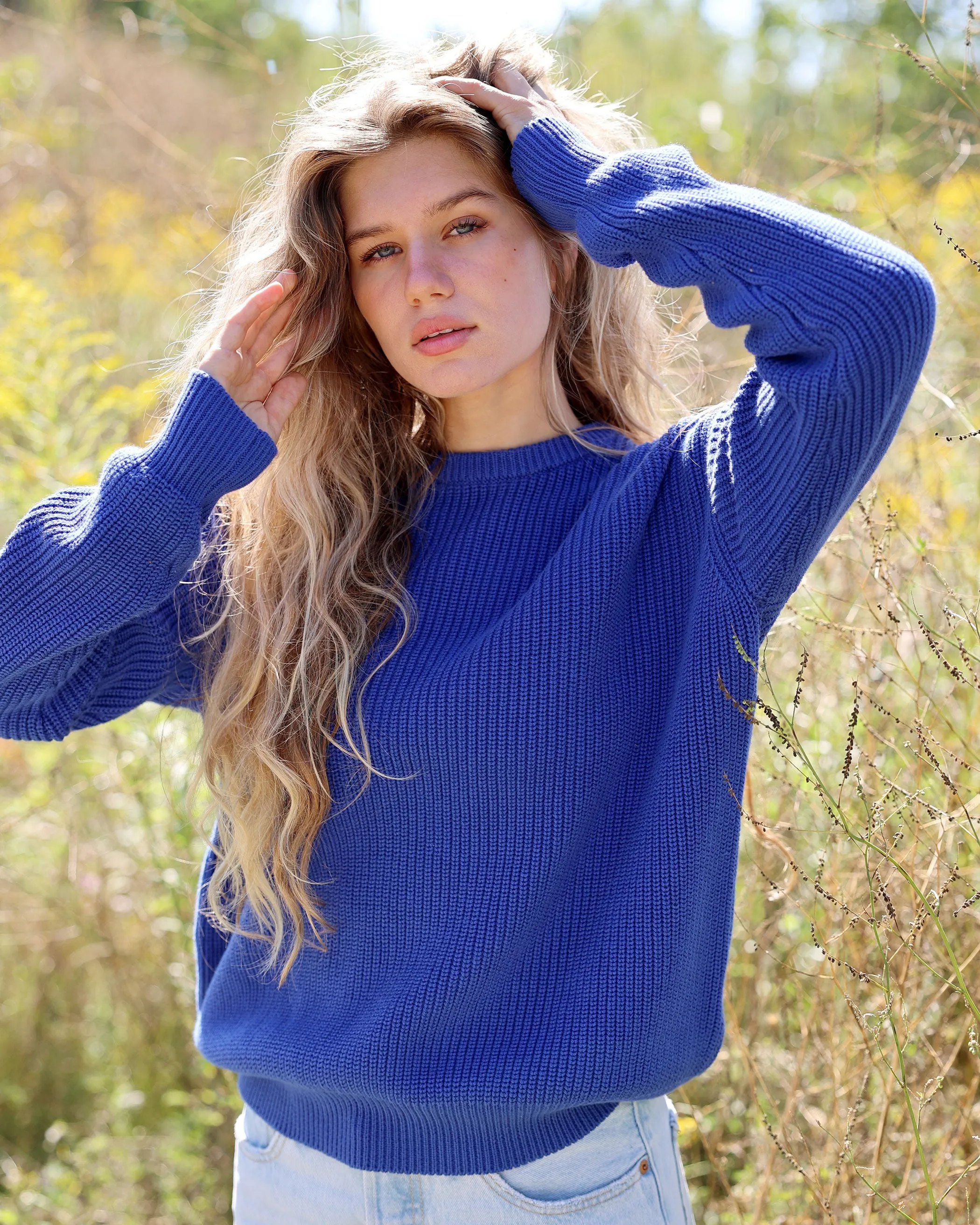 Cotton Knit Sweater Royal - Unisex