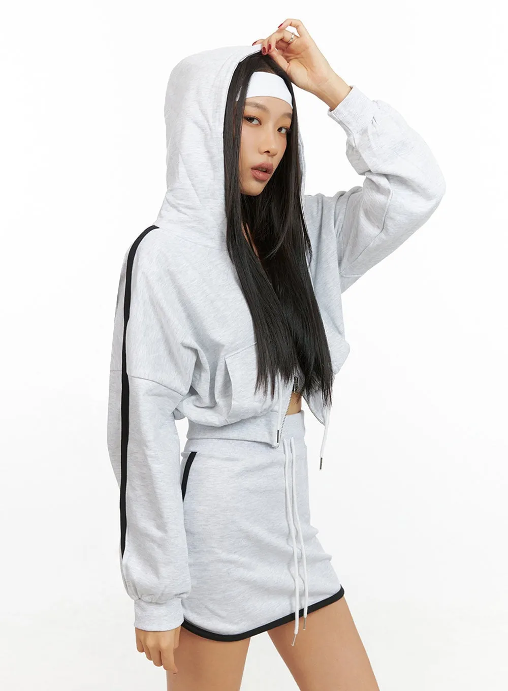 Cotton Zip- Up Track Hoodie IS427