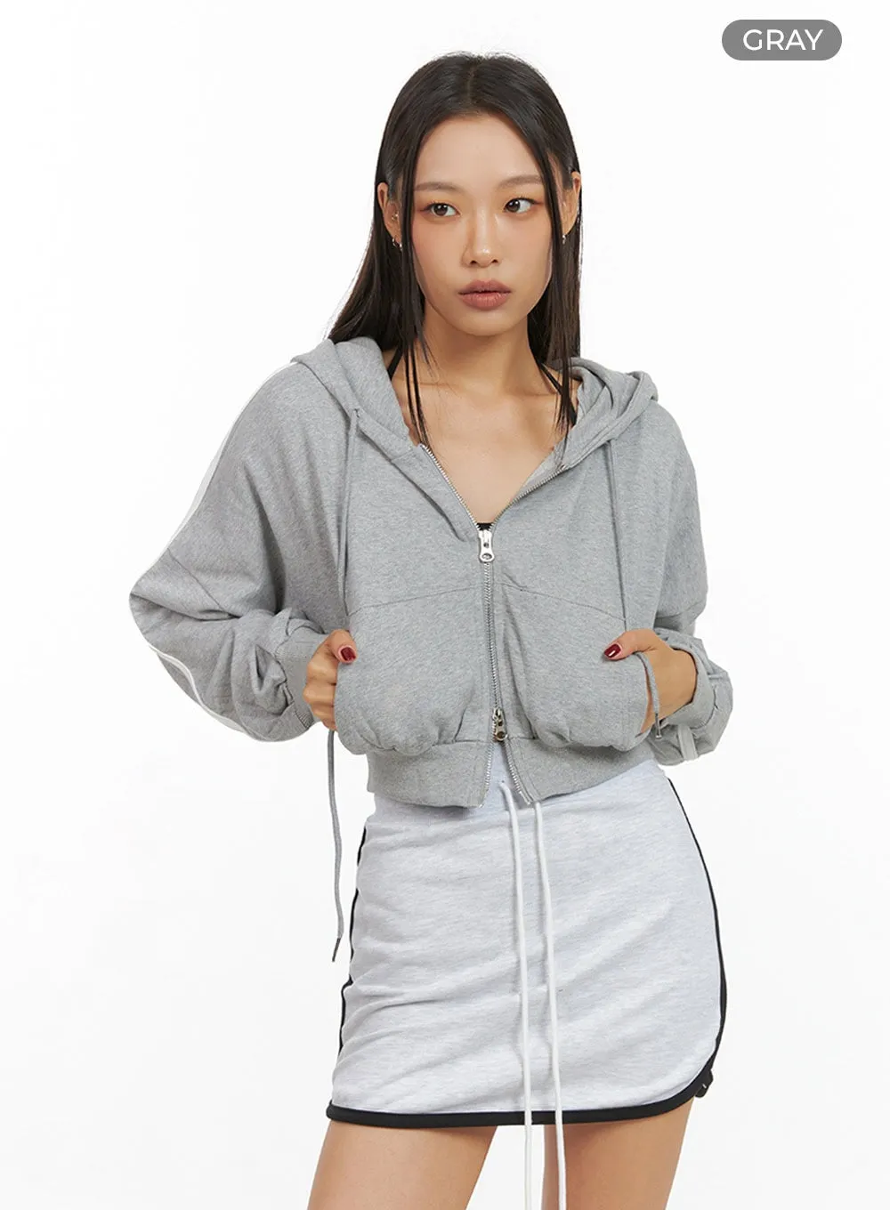 Cotton Zip- Up Track Hoodie IS427