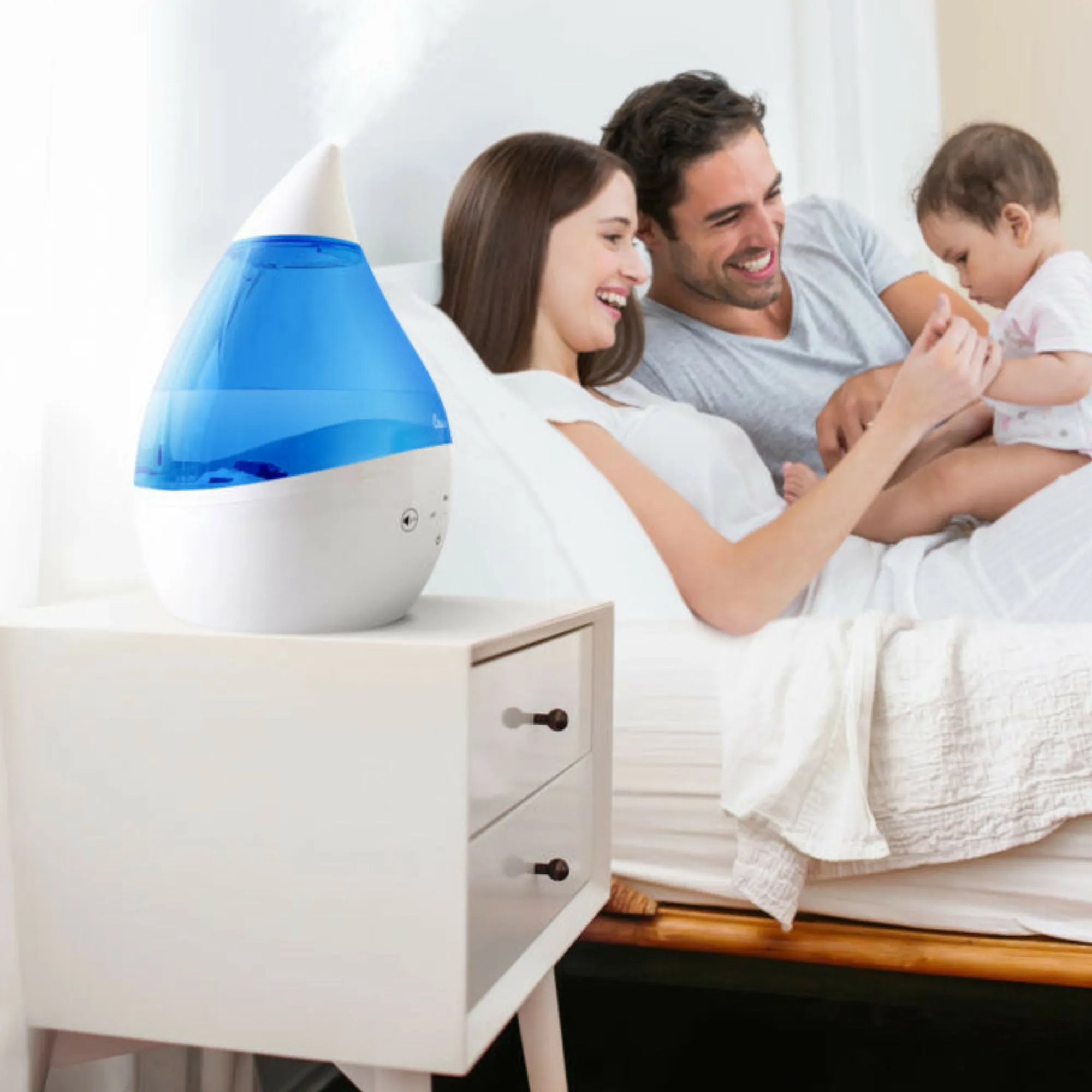 CRANE 4-in-1 Top Fill Drop Cool Mist Humidifier w/ Sound