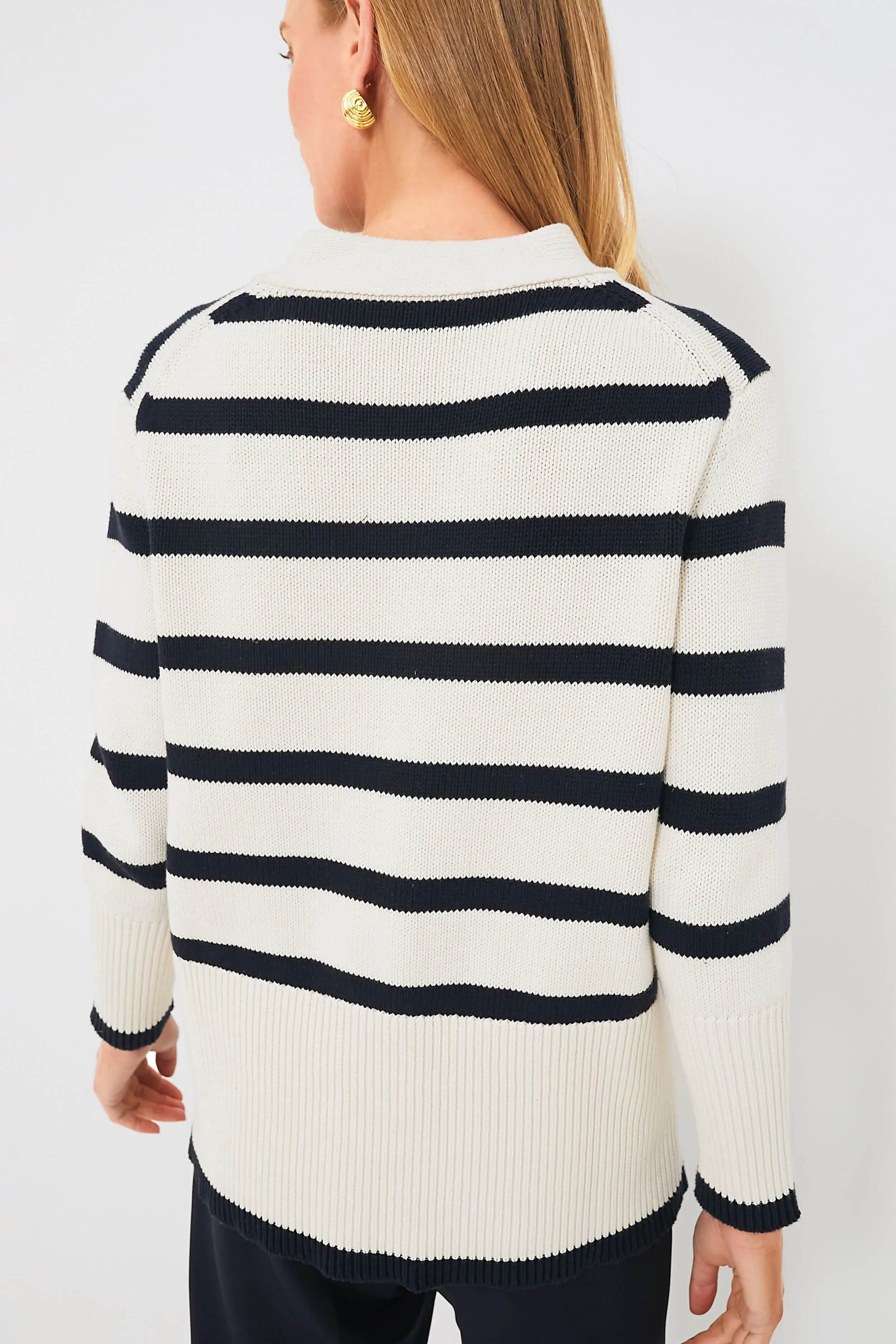 Cream and Navy Stripe Kerry Cardigan