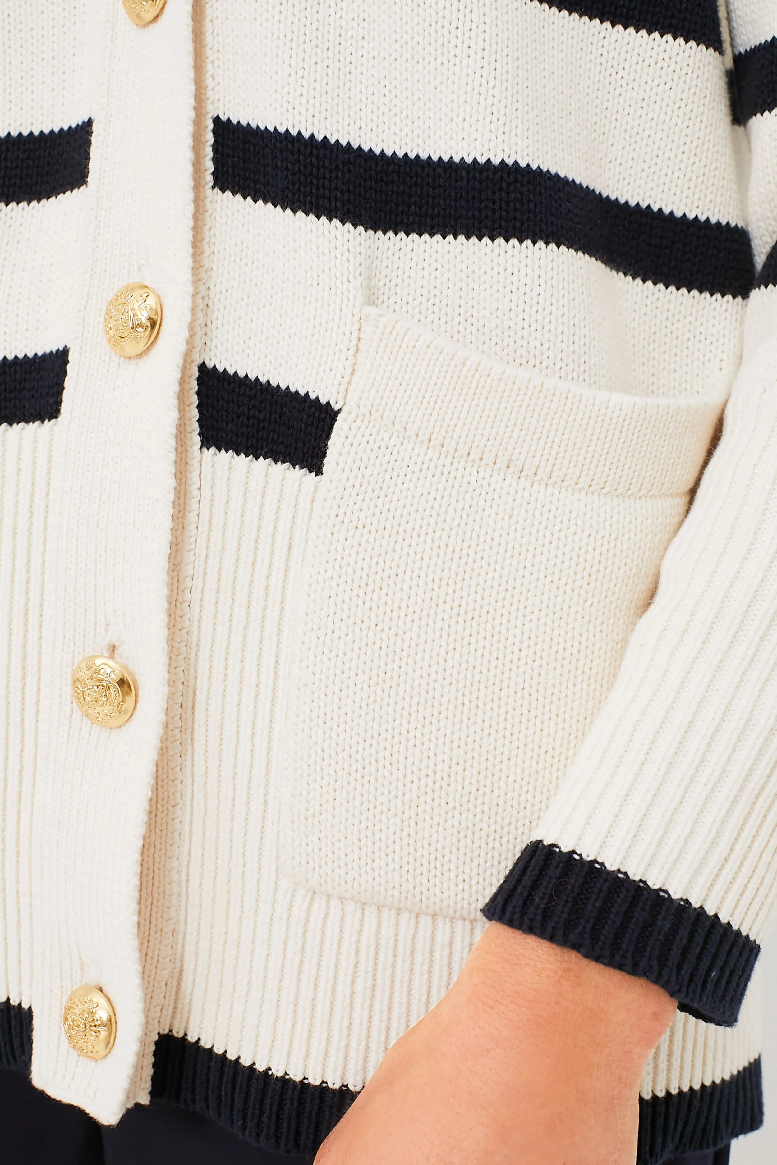 Cream and Navy Stripe Kerry Cardigan