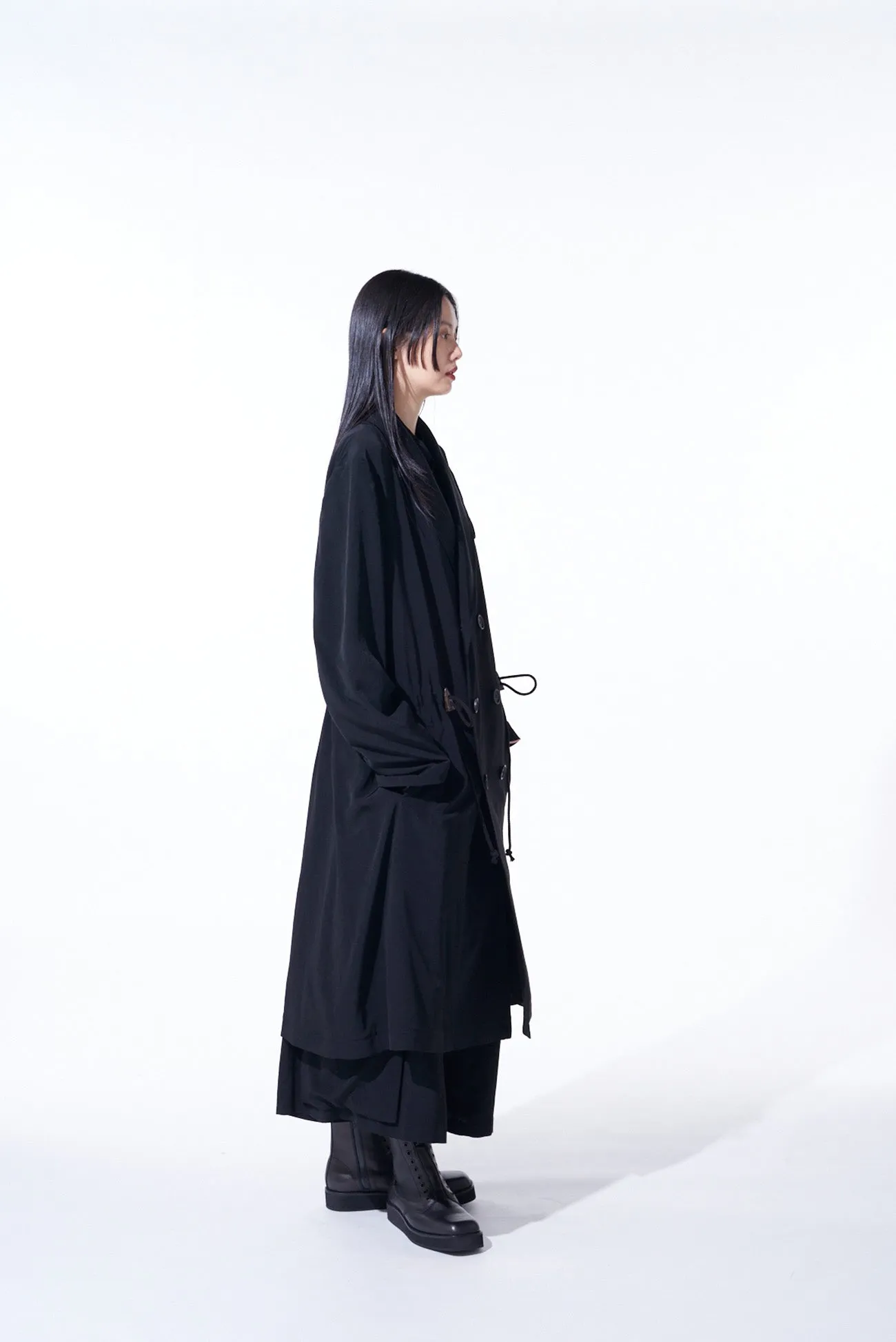 CREPE de CHINE SHAWL COLLAR DOUBLE-BREASTED COAT