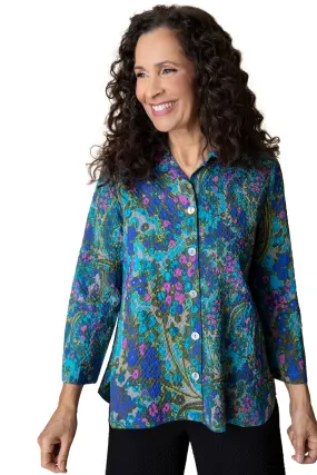 Crinkled Crepe Floral Wrap Tunic