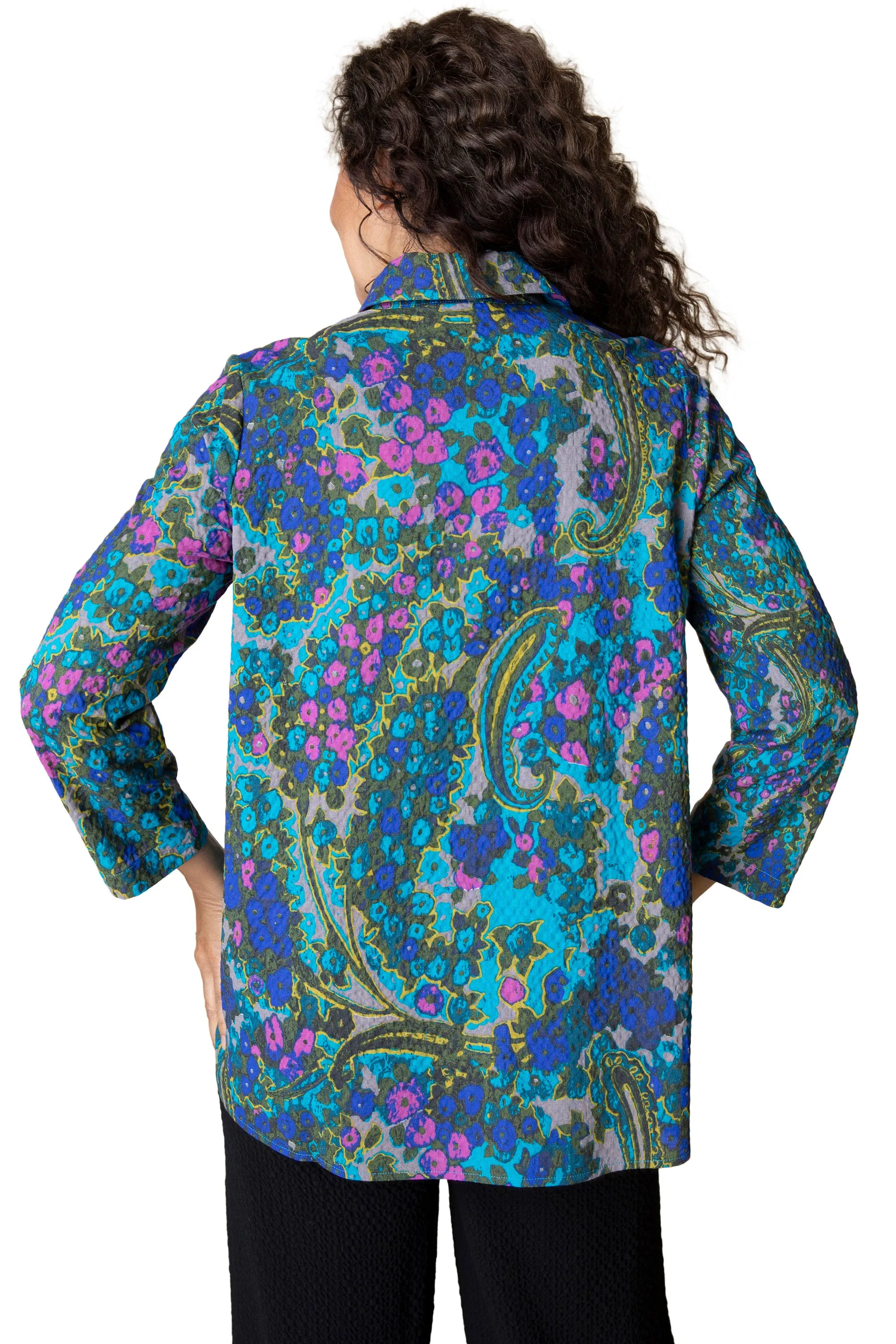 Crinkled Crepe Floral Wrap Tunic