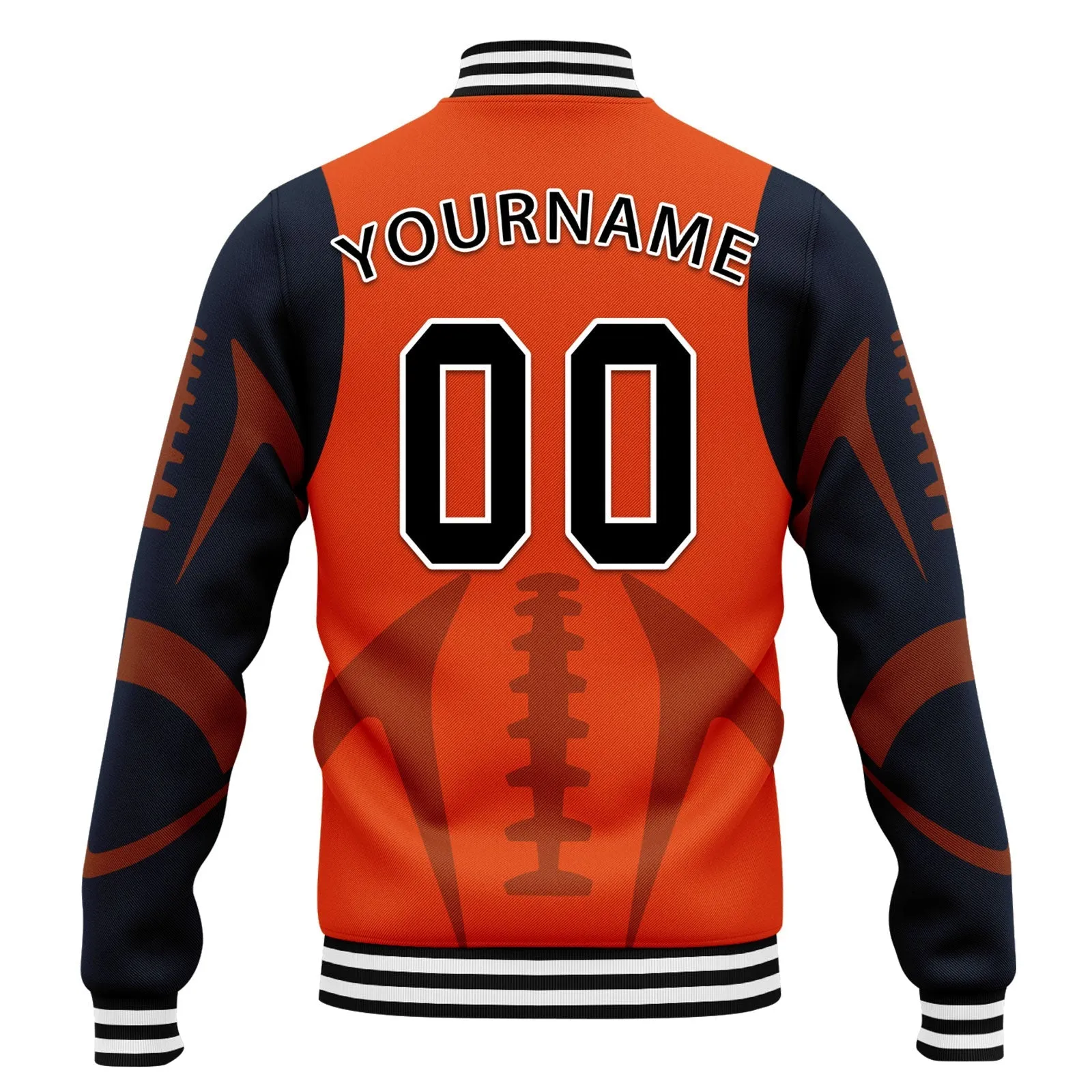 Custom Orange Chicago Jacket Bomber Full-Snap Varsity Letterman Personalized Jacket FZ005-D025004-7