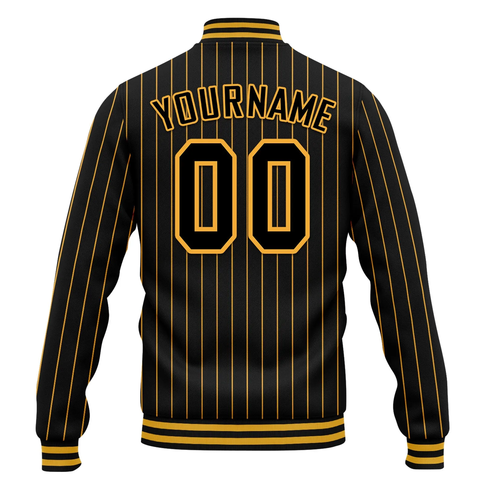 Custom White Yellow Stripe Fashion Jacket Bomber Full-Snap Varsity Letterman Personalized Jacket FZ005-D020219-10