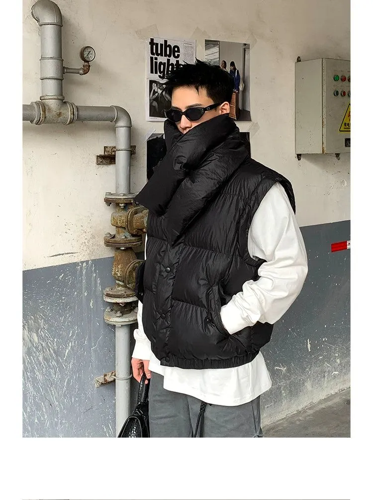 Detachable Sleeves With Scarf Puffer Jacket