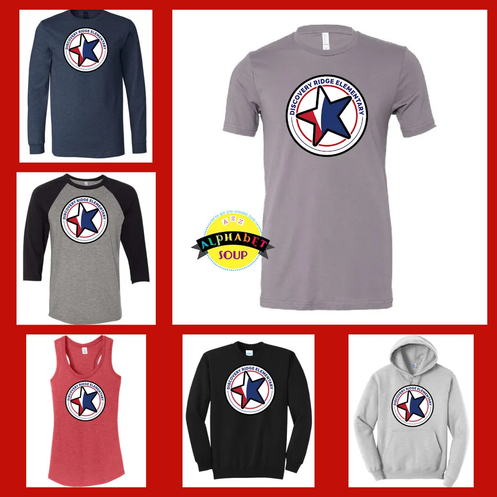 Discovery Ridge Elementary Logo Design On Adult and Youth Tees And Sweatshirts