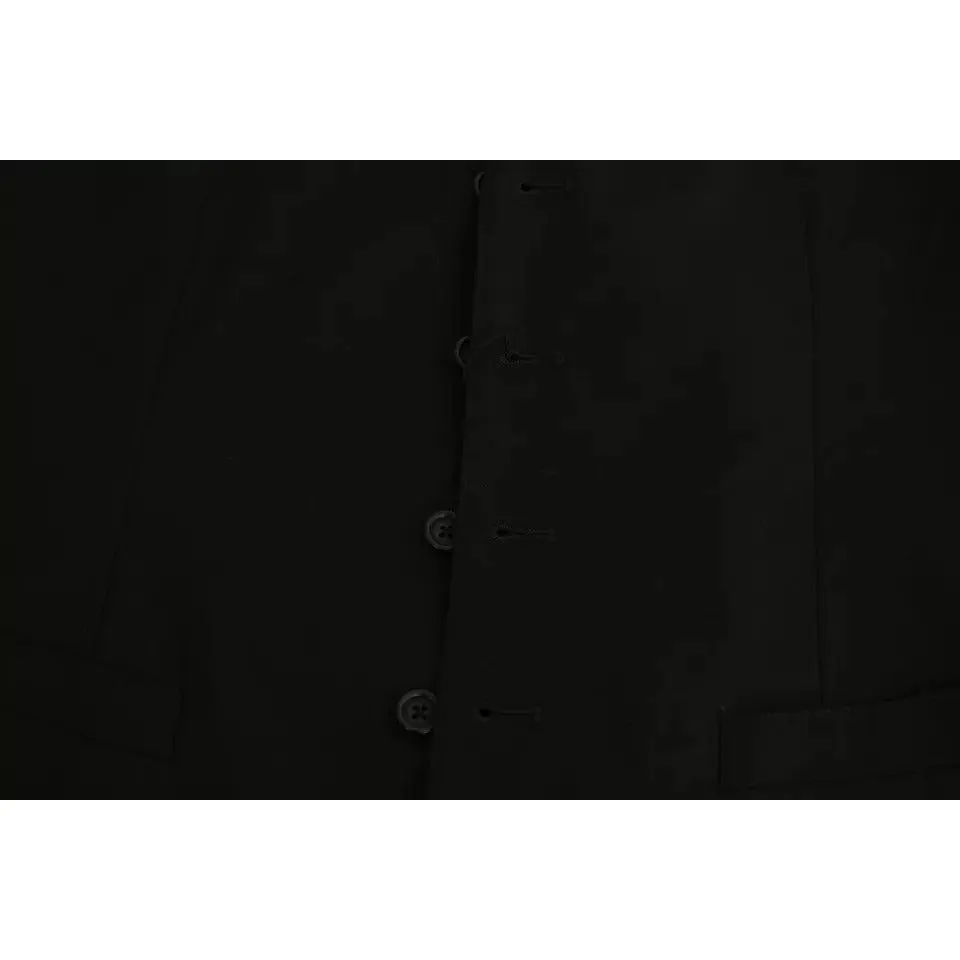 Dolce & Gabbana Black Wool Stretch Waistcoat Formal Dress Vest