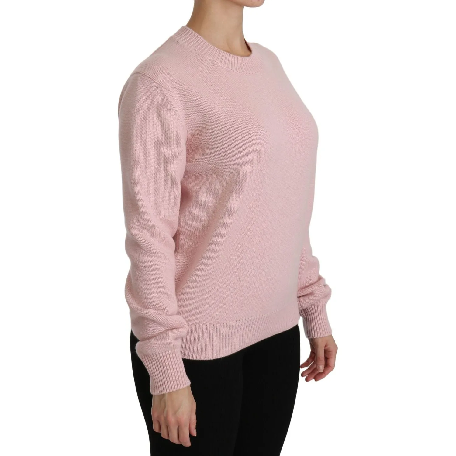 Dolce & Gabbana Cashmere-Blend Pink Crew Neck Sweater