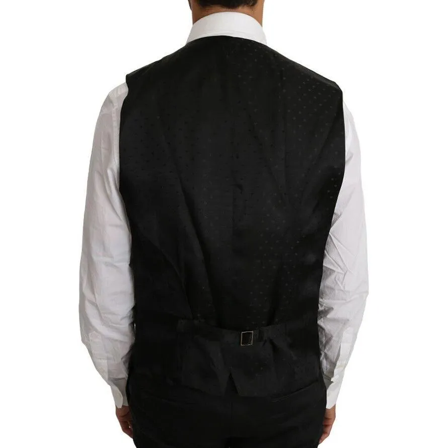 Dolce & Gabbana Elegant Black Formal Wool Blend Vest