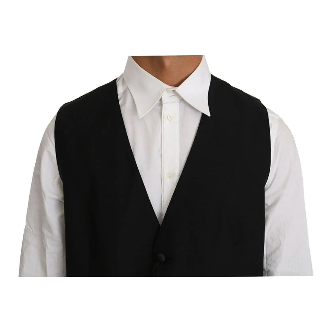 Dolce & Gabbana Elegant Black Formal Wool Blend Vest