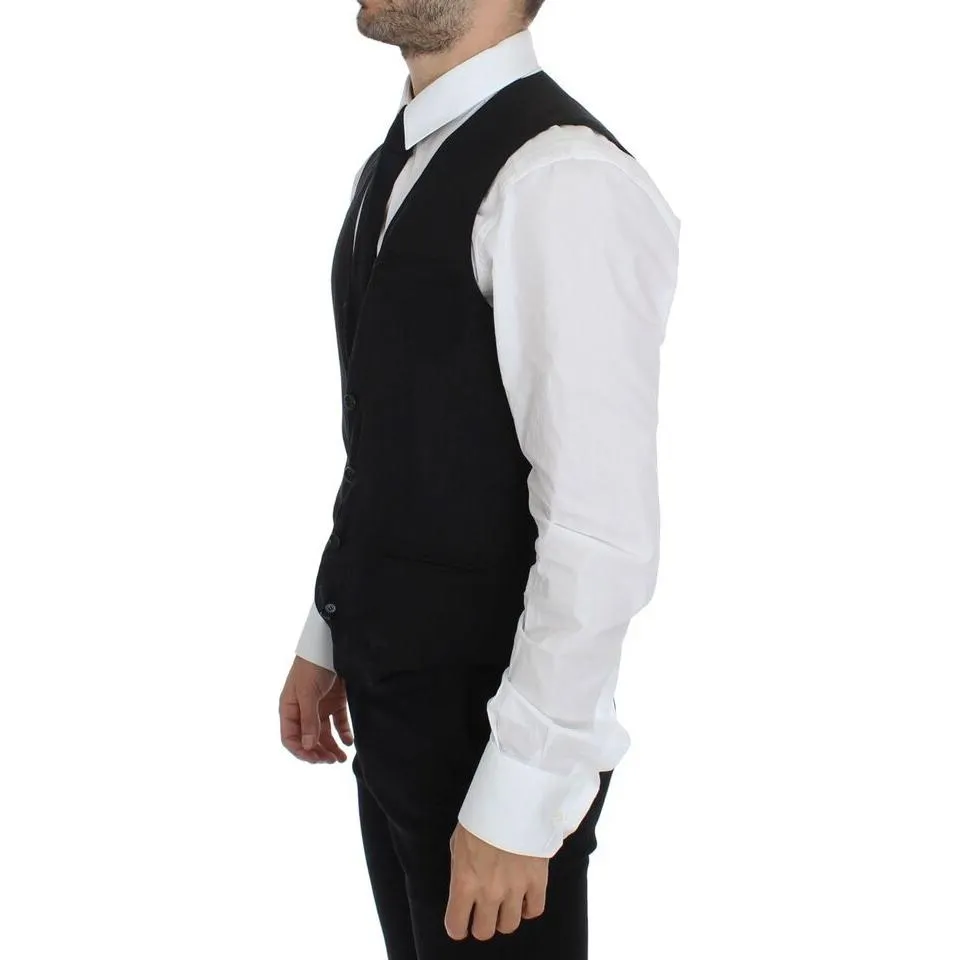 Dolce & Gabbana Elegant Black Wool Dress Vest