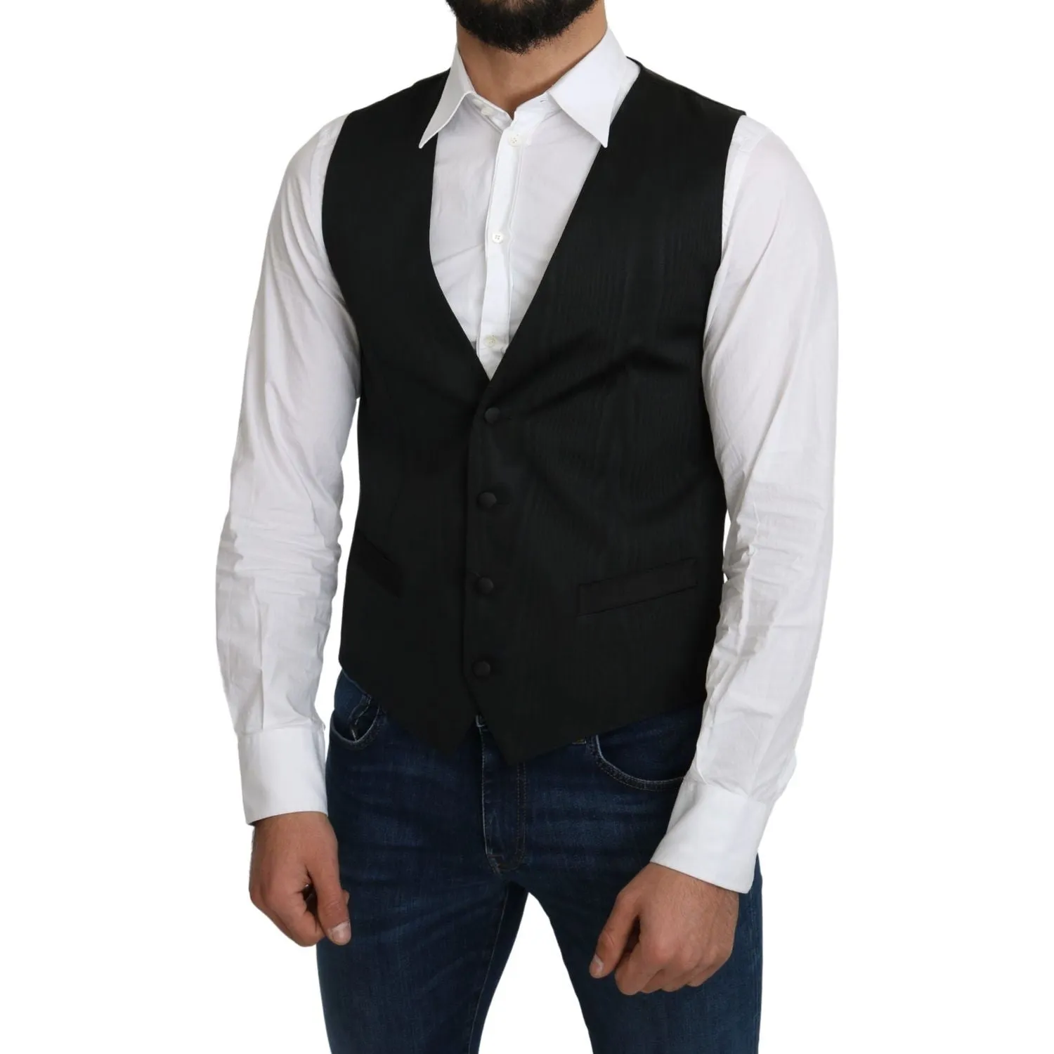 Dolce & Gabbana Elegant Silk Formal Gray Vest