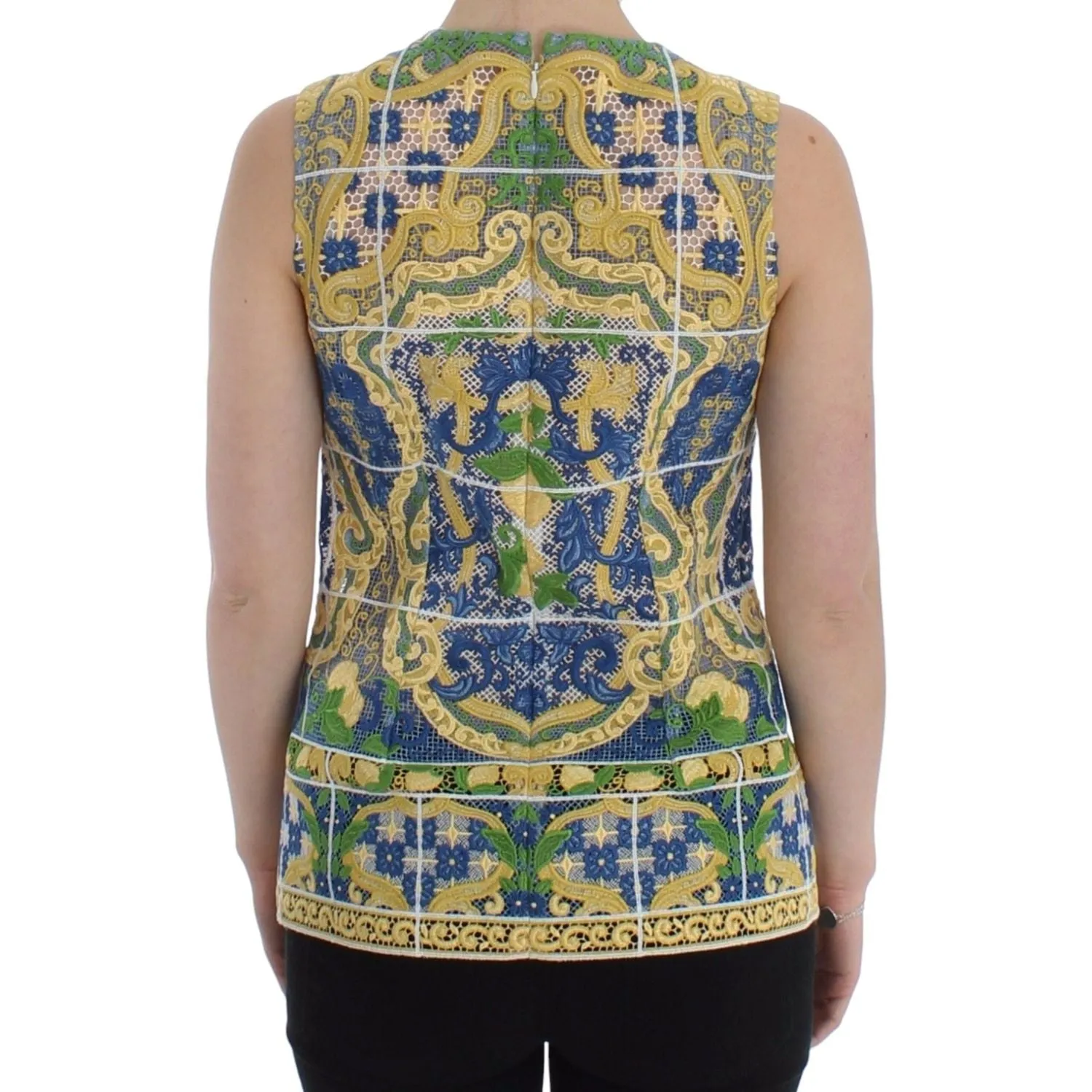 Dolce & Gabbana Majolica Embroidered Sleeveless Elegance