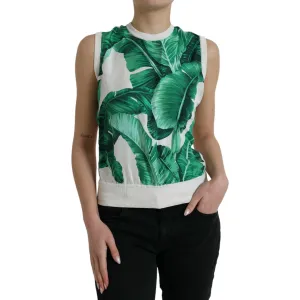 Dolce & Gabbana Silk Banana Leaf Print Tank Top