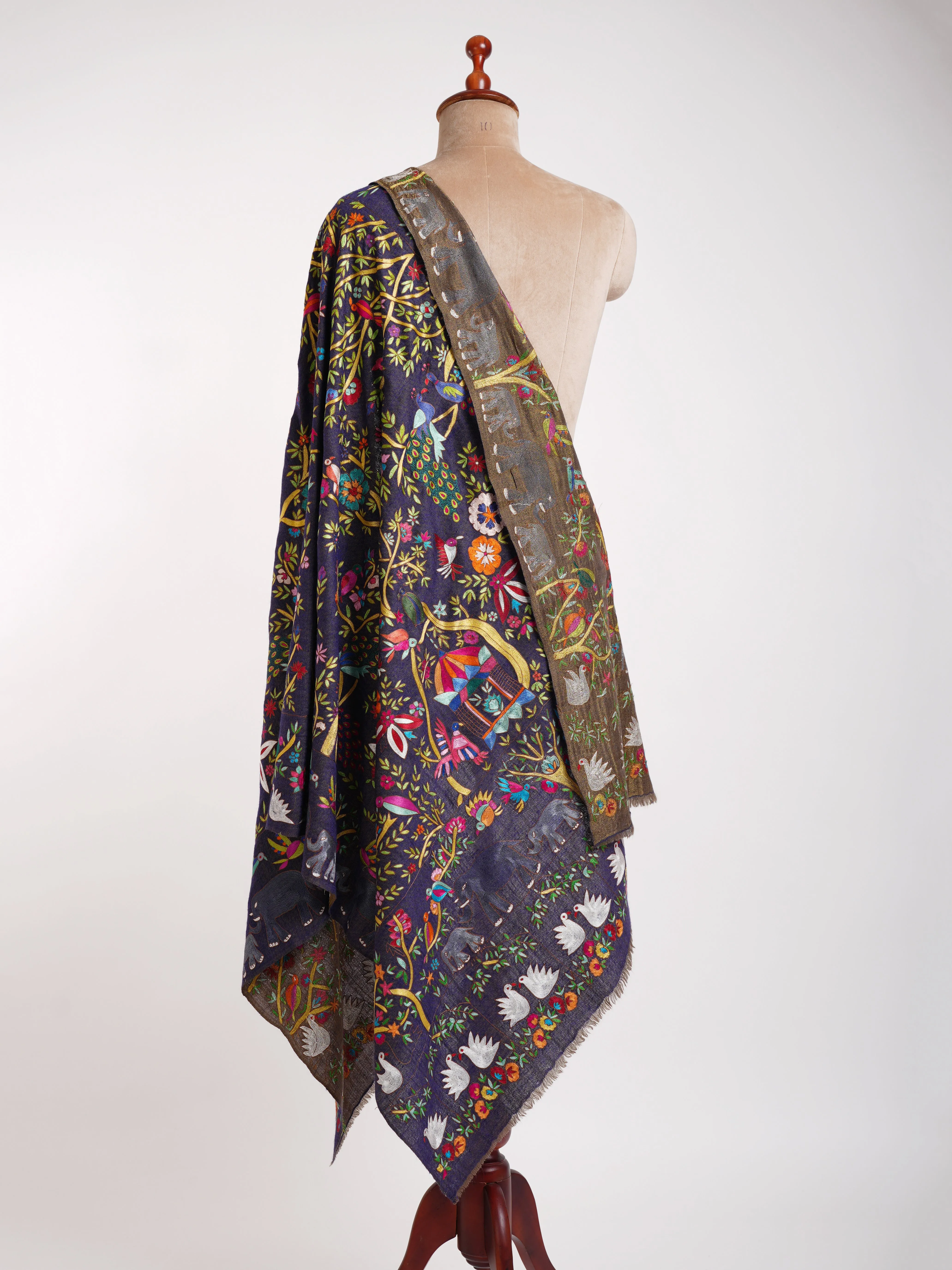 Dorukha Pashmina and Metallic Zari Kalamkari Shawl