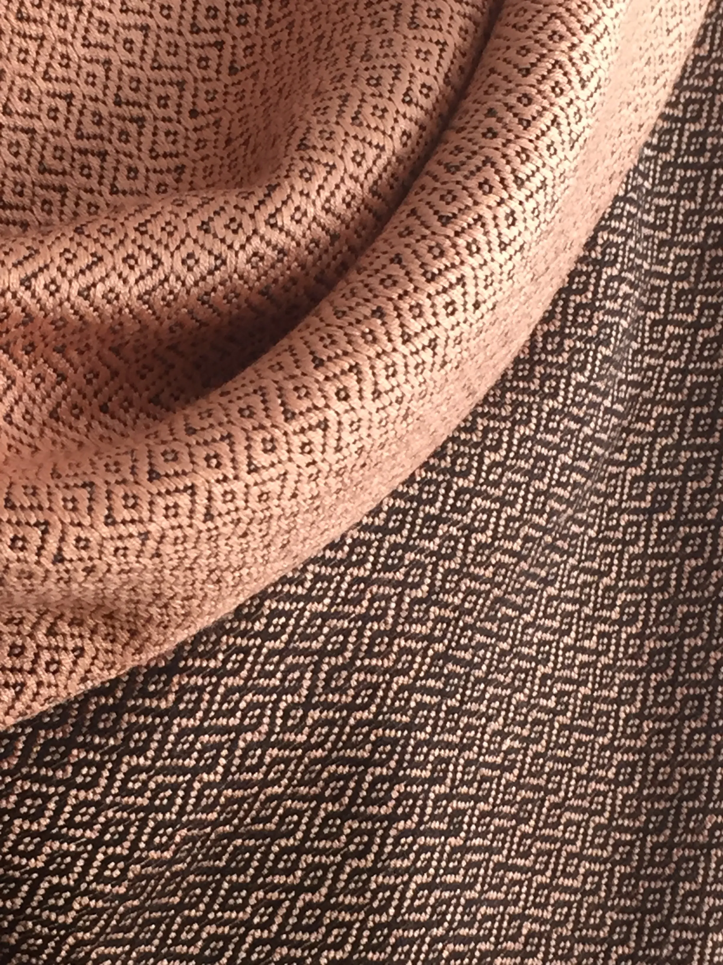 Double-faced Diamond Handwoven Shawl - Salmon