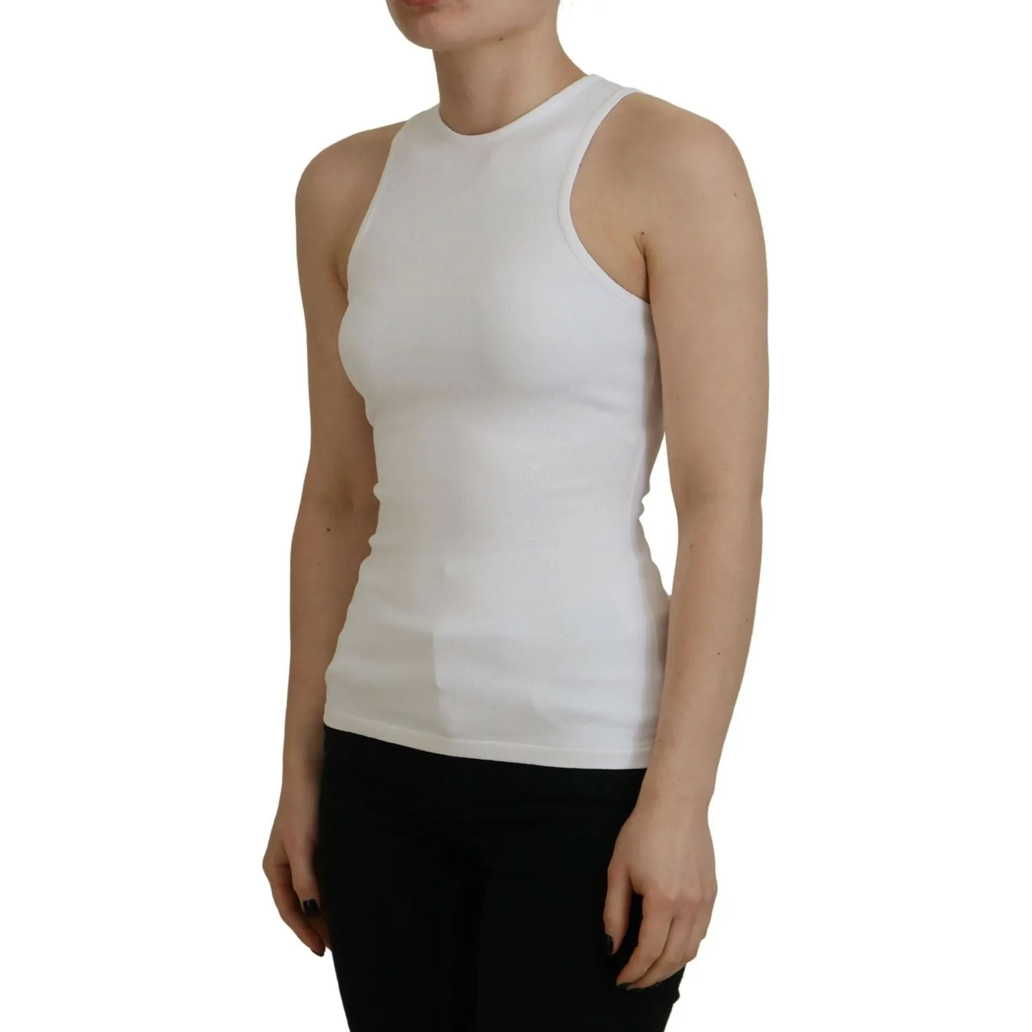 Dsquared² White Viscose Sleeveless Round Neck Tank T-shirt