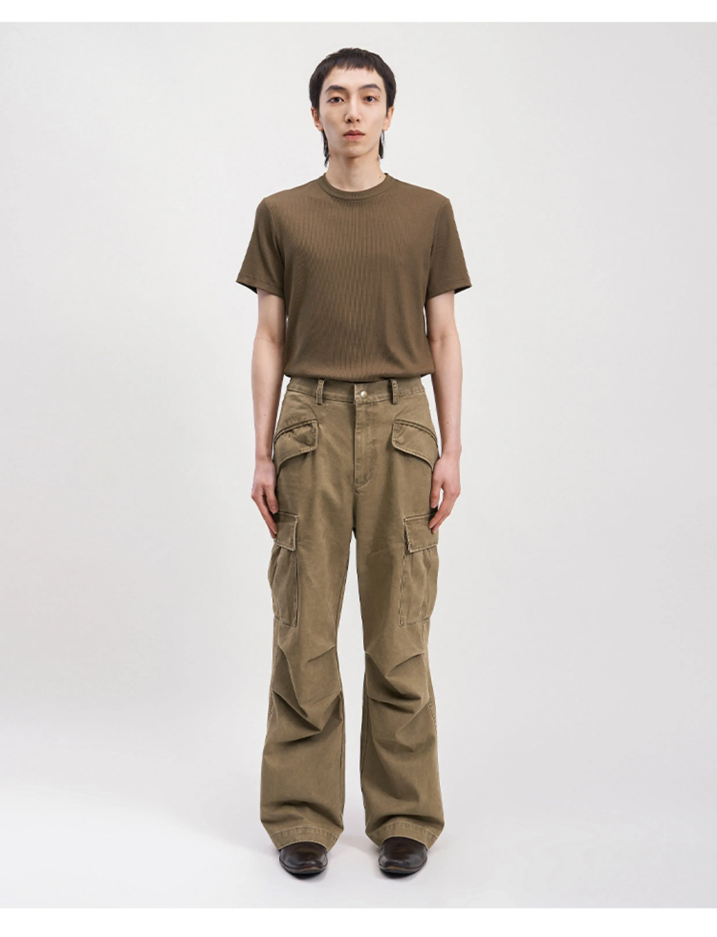 Elastic waist cargo casual pants