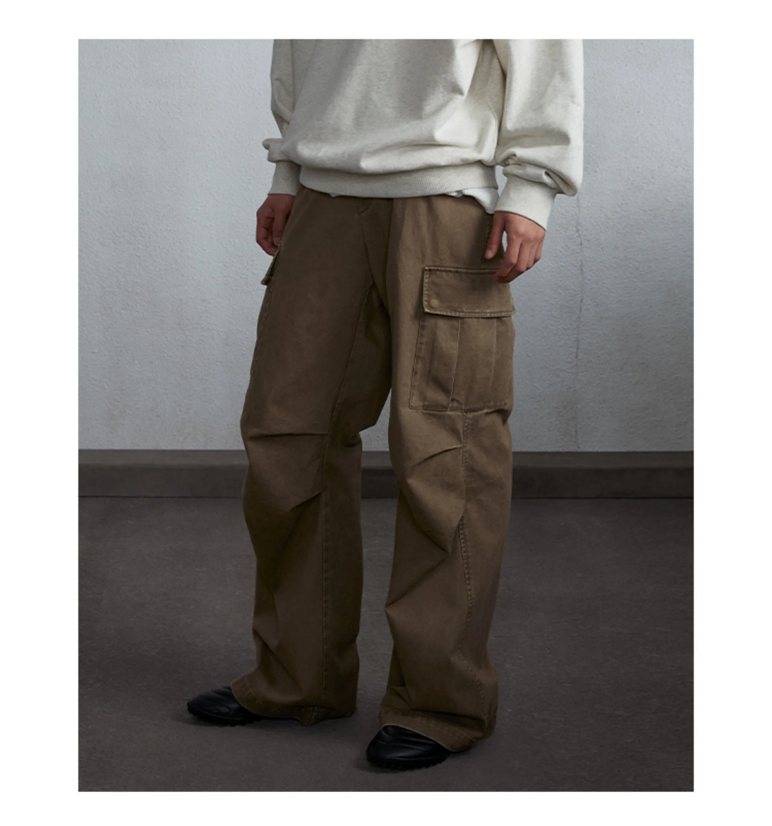 Elastic waist cargo casual pants