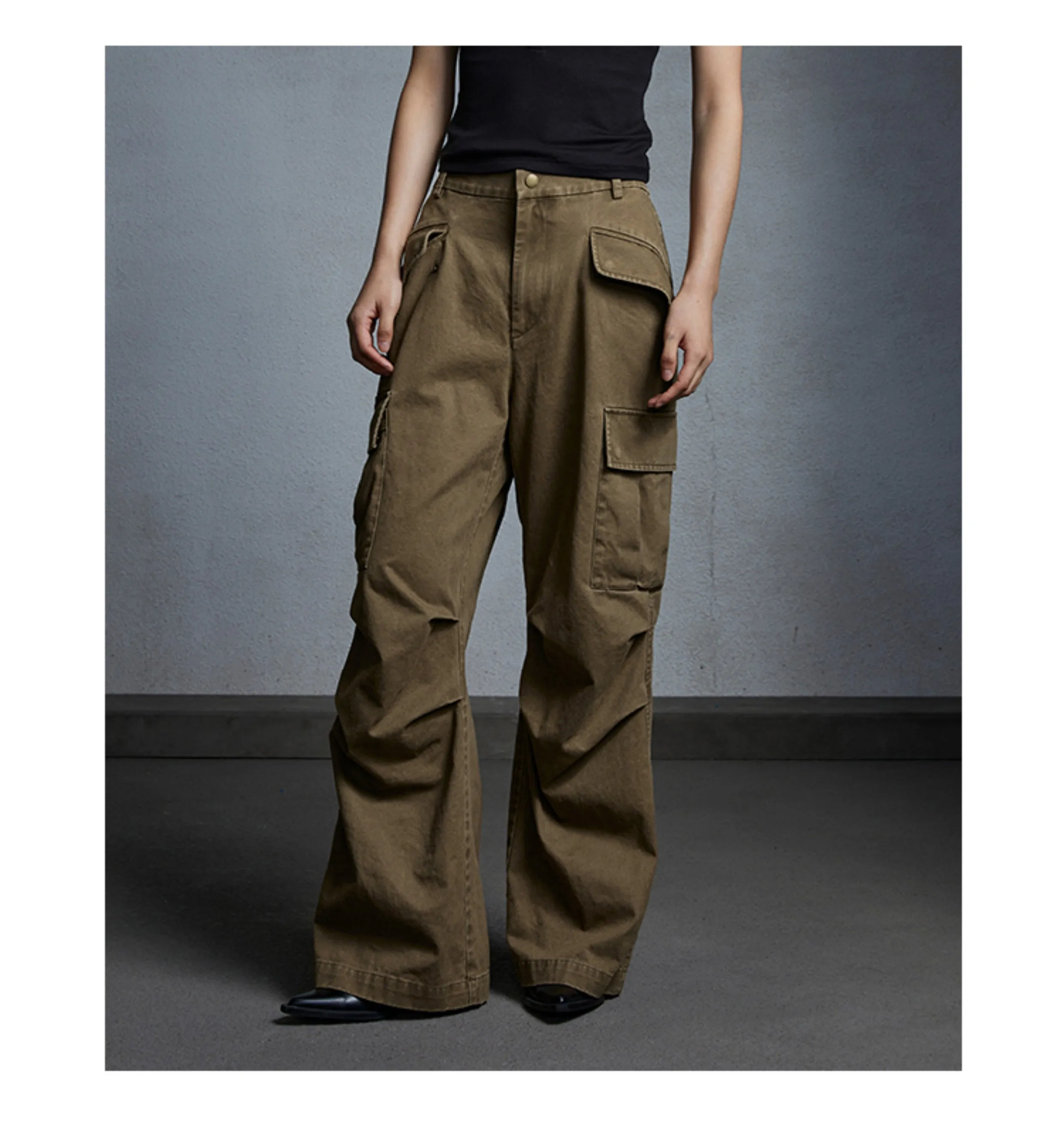 Elastic waist cargo casual pants