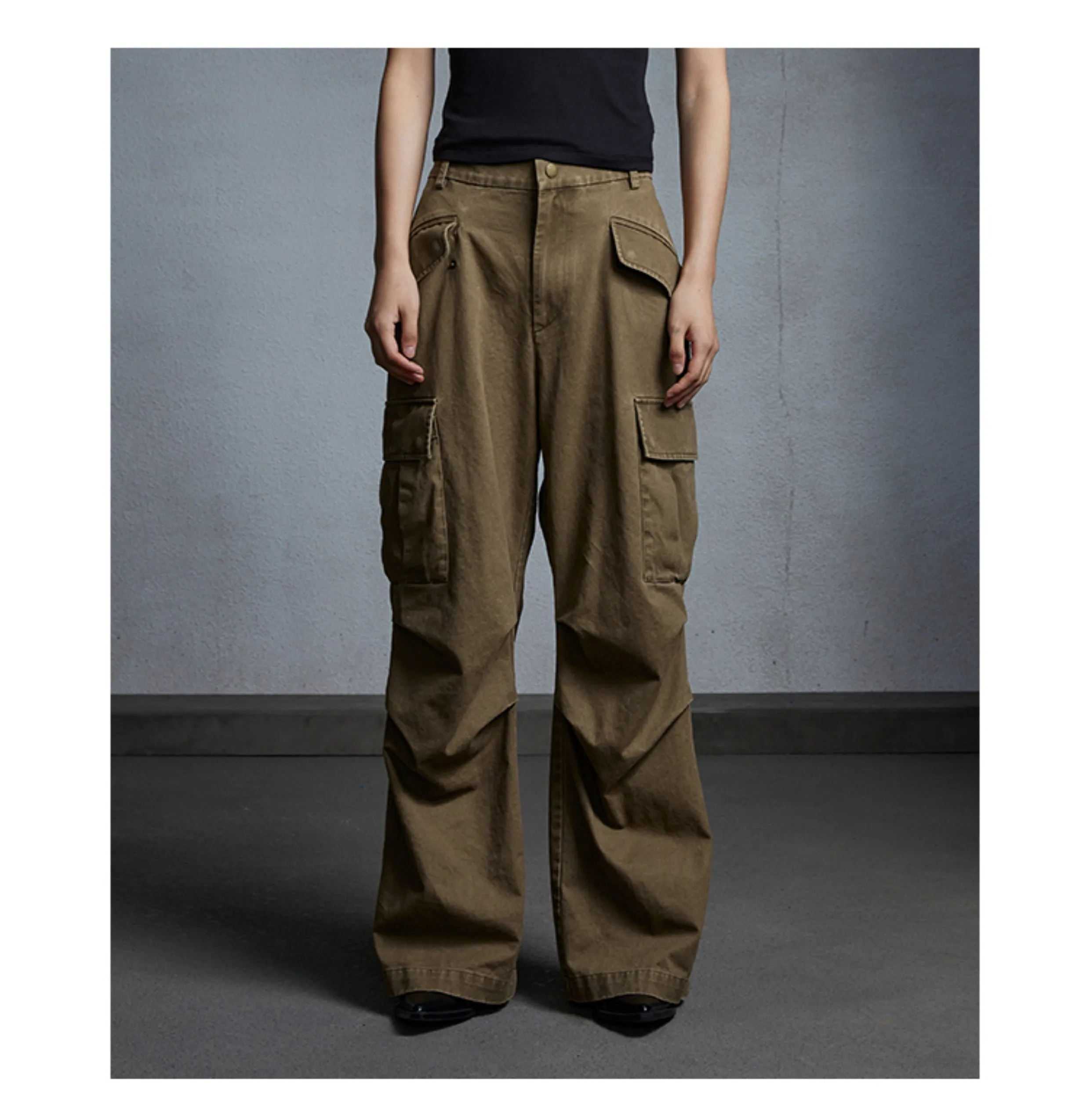 Elastic waist cargo casual pants