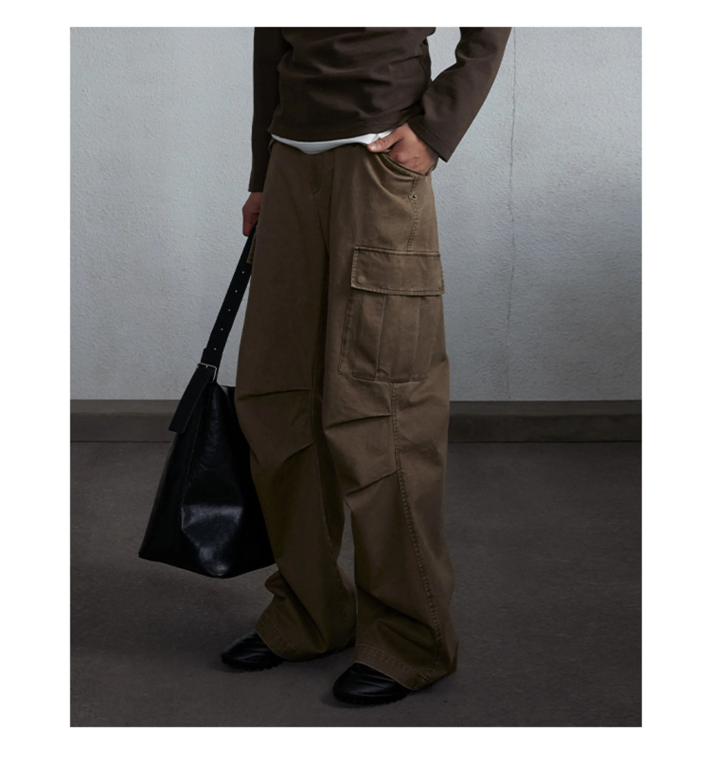 Elastic waist cargo casual pants