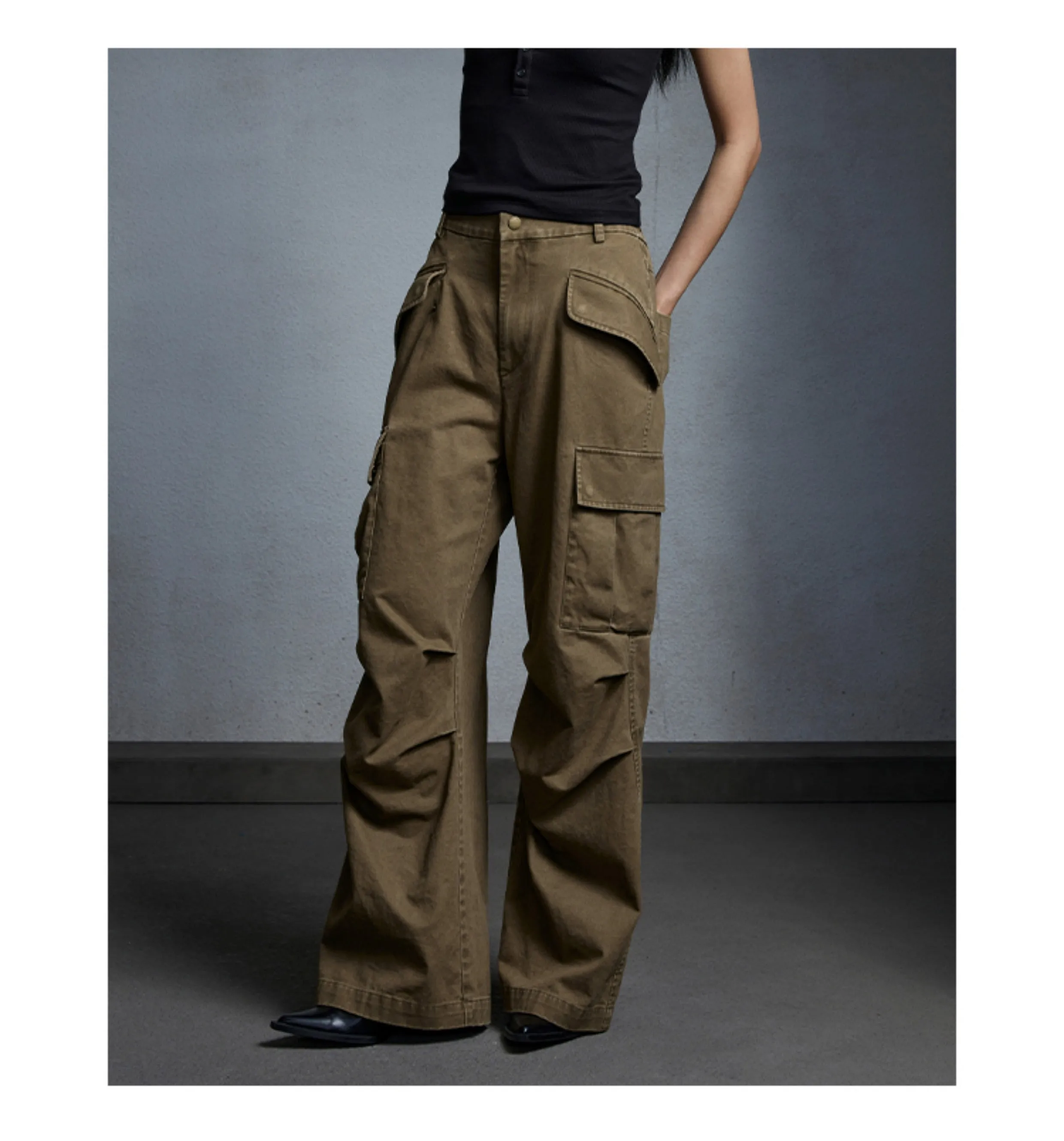 Elastic waist cargo casual pants