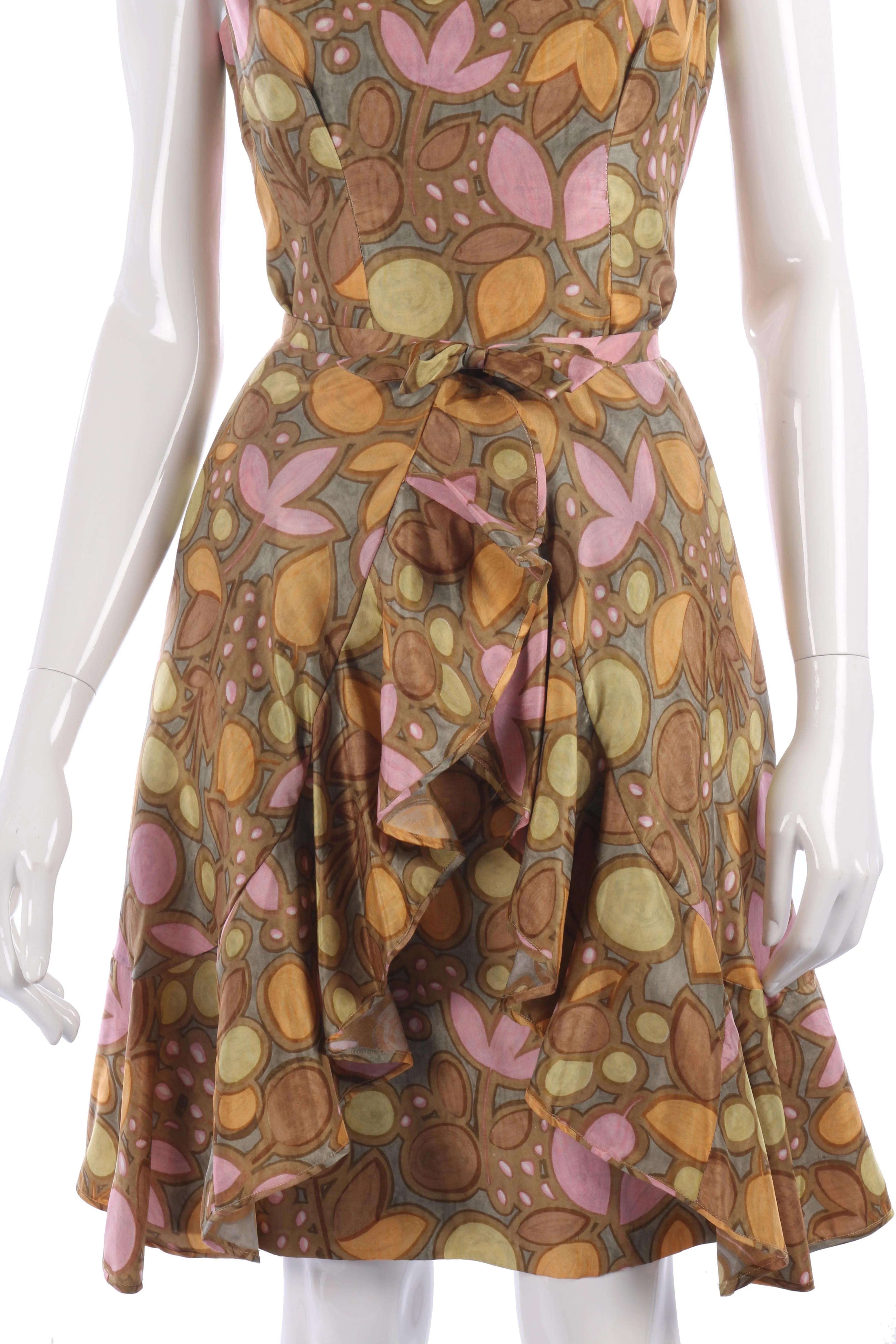 Fabulous 1950's silk floral dress with detachable skirt