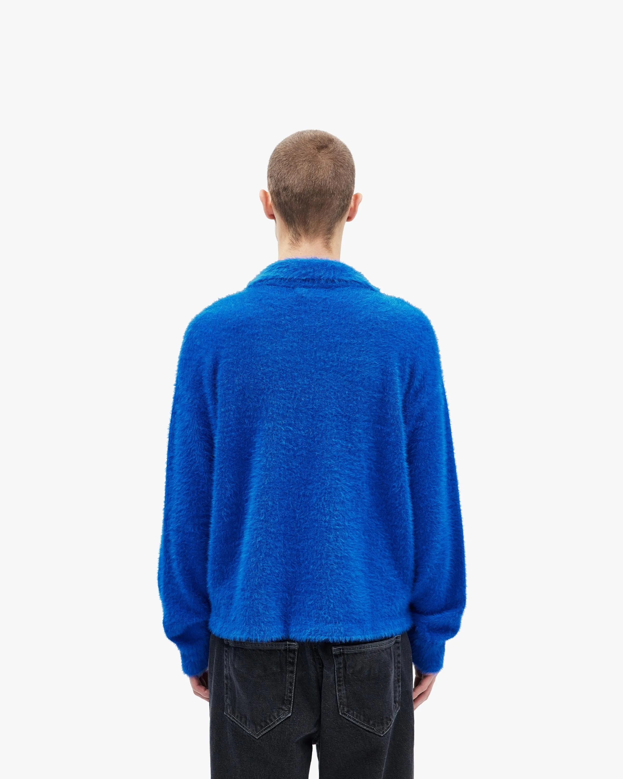 FAUX MINK POLO SWEATER ROYAL BLUE