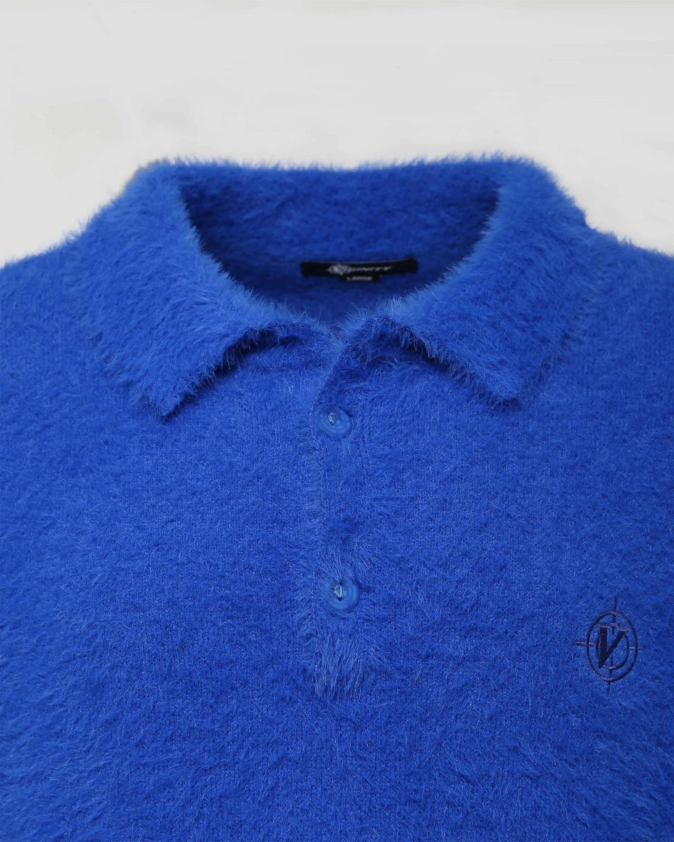 FAUX MINK POLO SWEATER ROYAL BLUE