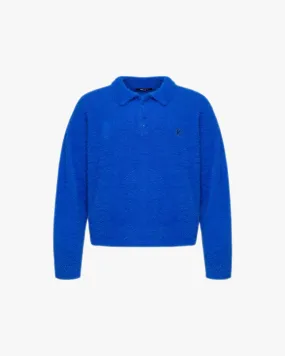 FAUX MINK POLO SWEATER ROYAL BLUE