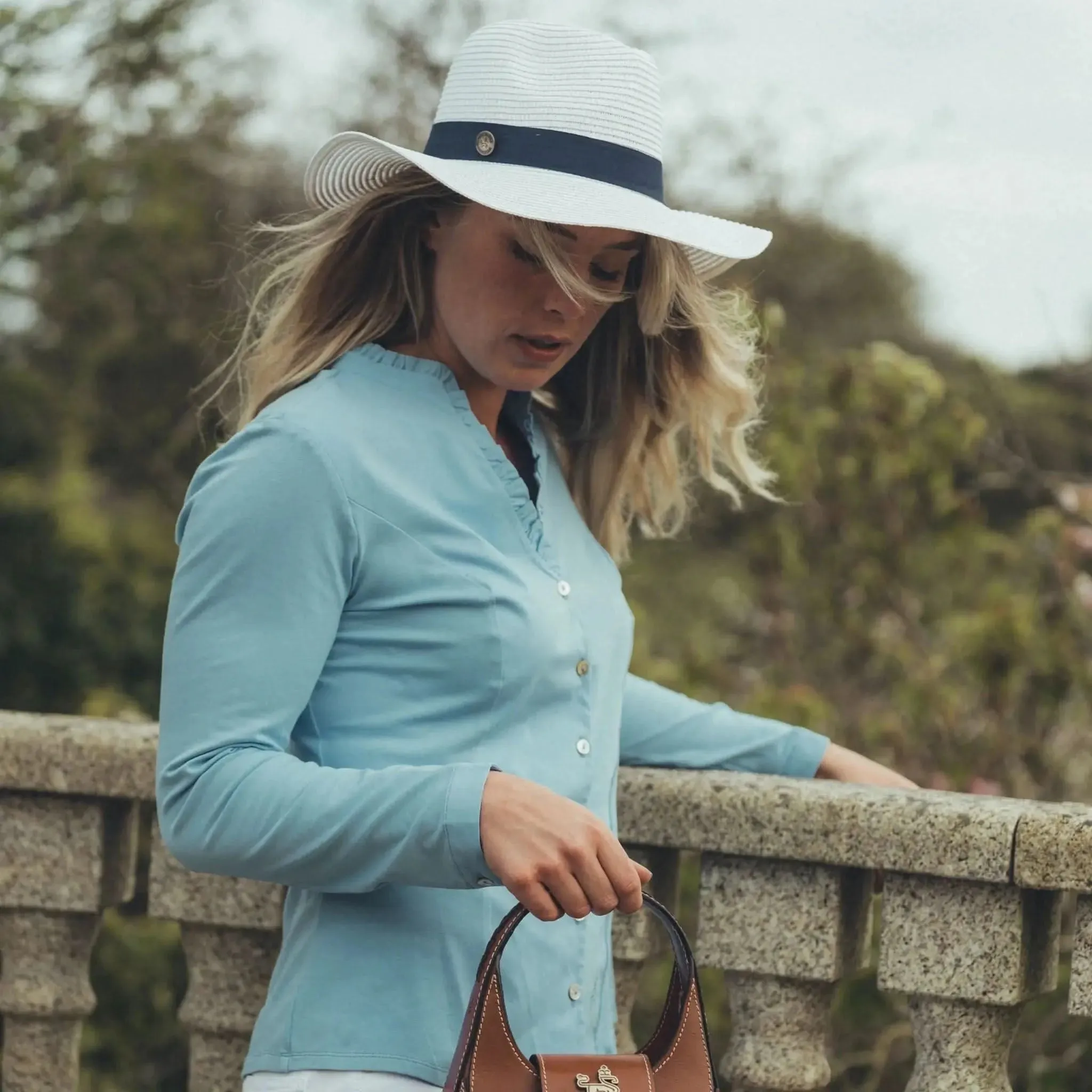 Fedora Style Navy Straw Hat