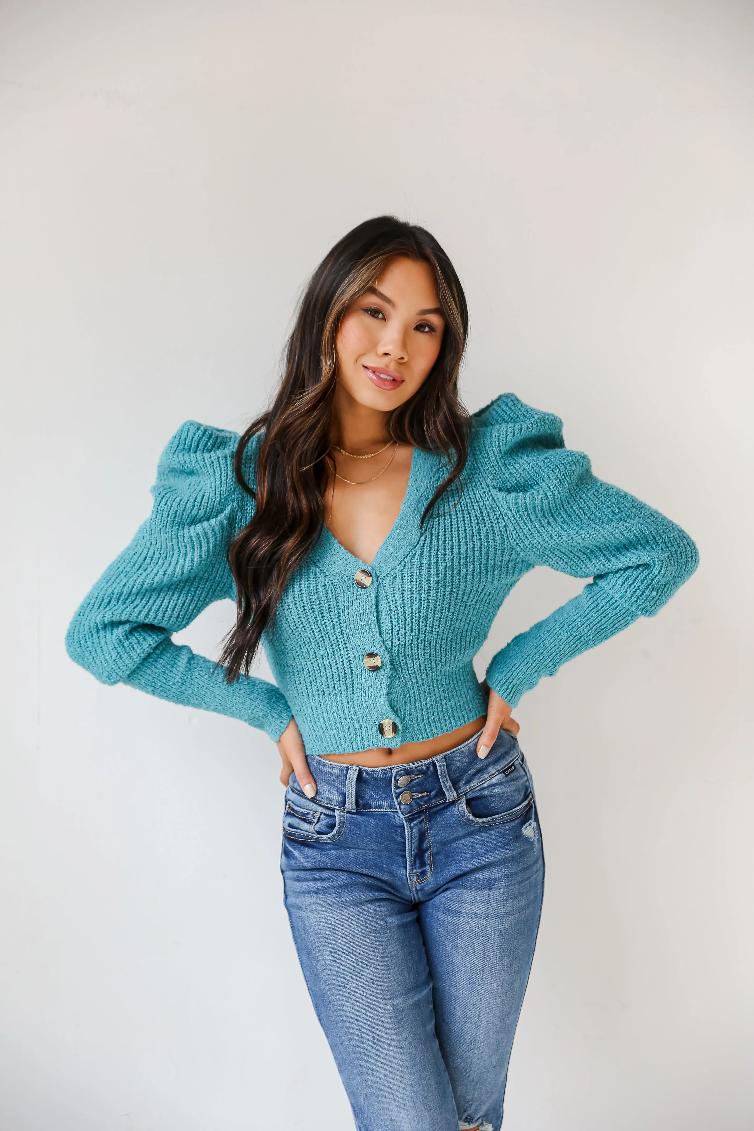 FINAL SALE - From The Heart Teal Sweater Cardigan