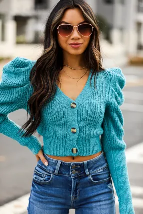 FINAL SALE - From The Heart Teal Sweater Cardigan