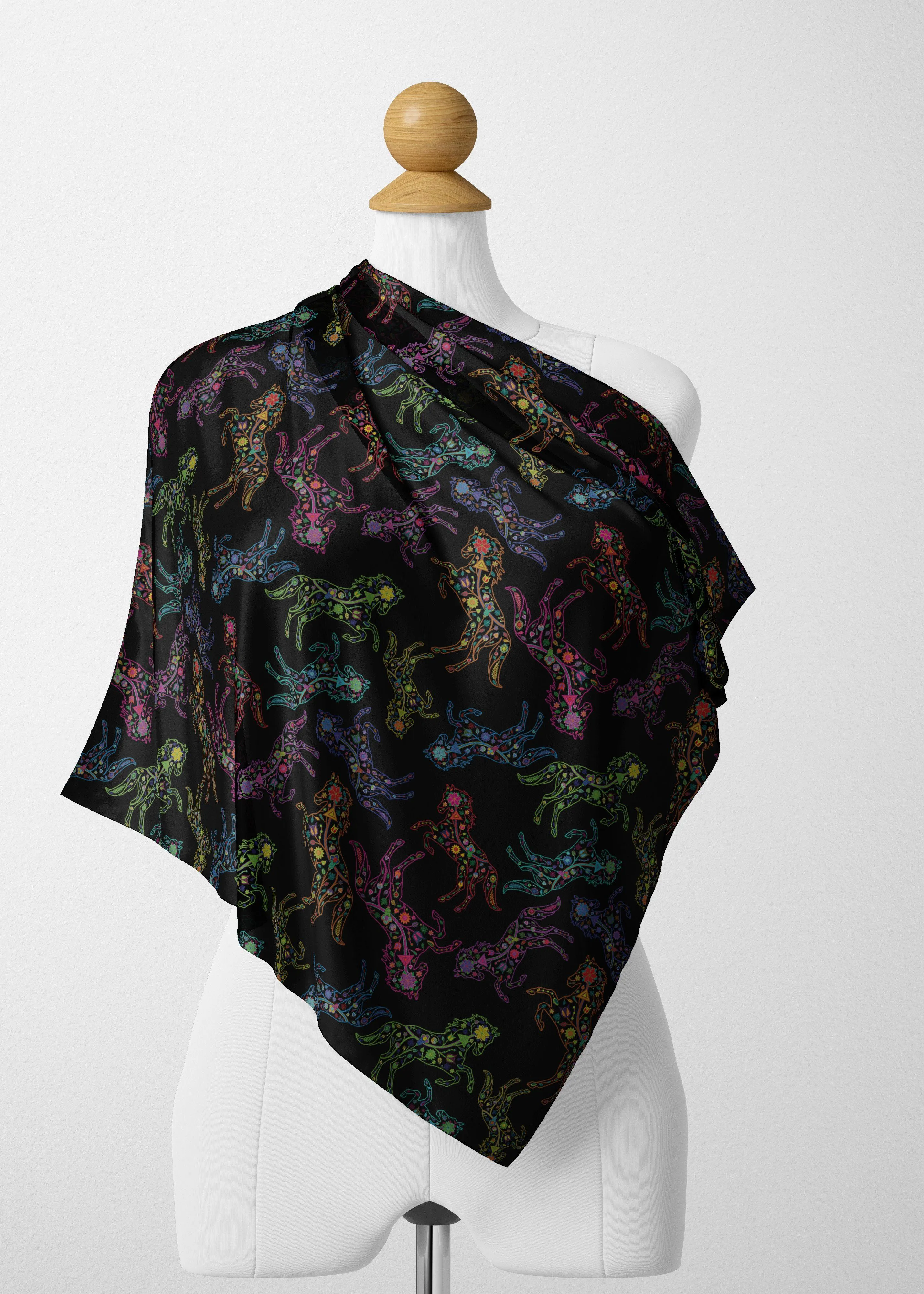 Floral Horse Satin Shawl