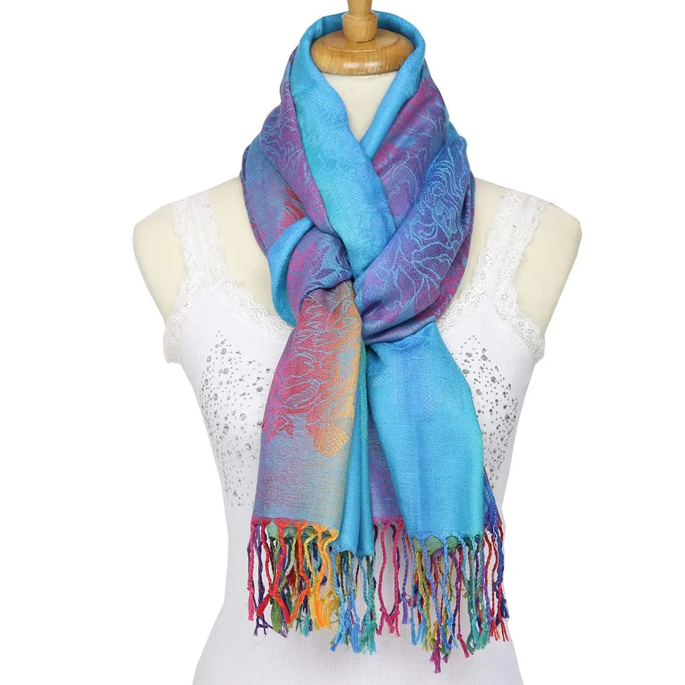 Flowered Jacquard Pashmina Scarf