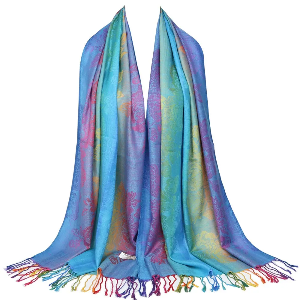 Flowered Jacquard Pashmina Scarf