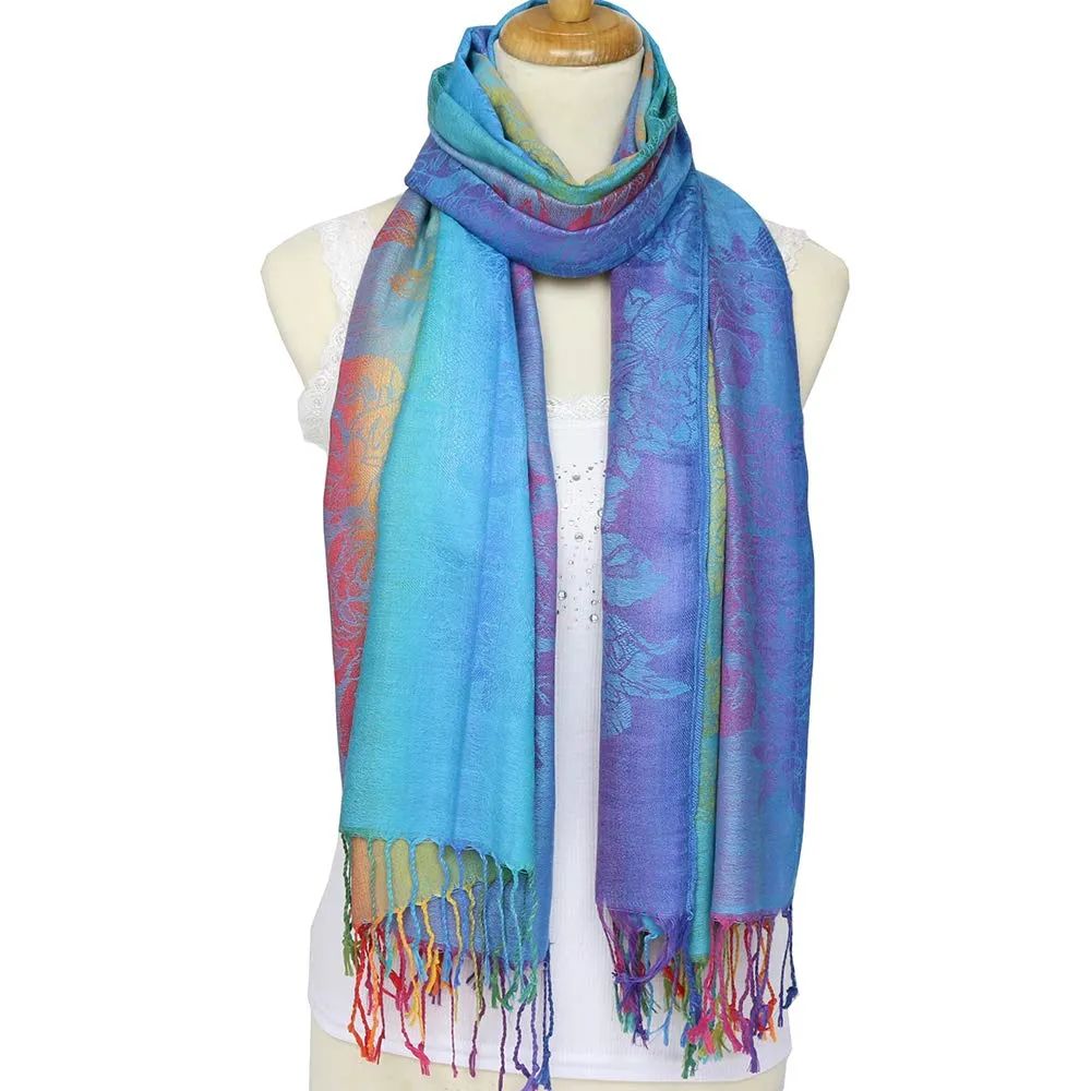 Flowered Jacquard Pashmina Scarf