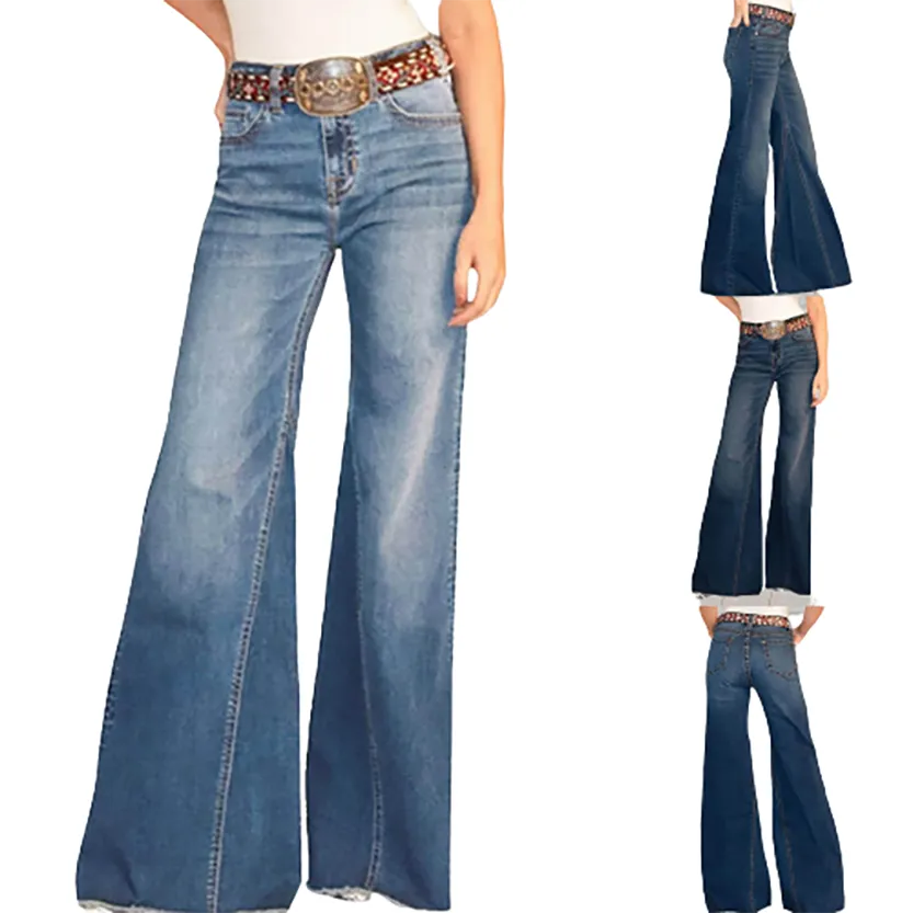 Funki Buys | Pants | Women's High Waist Wide Leg Denim Jeans