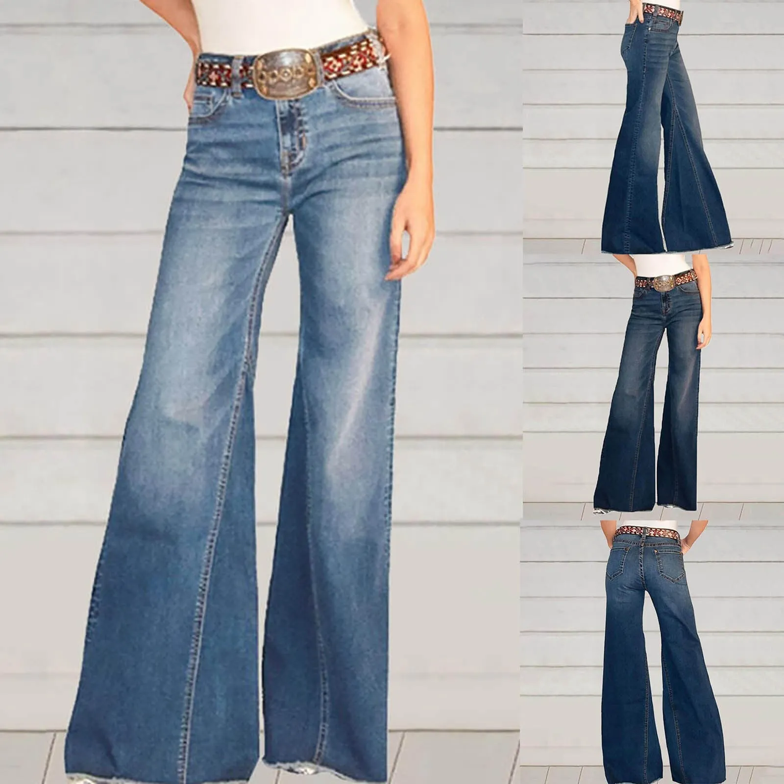 Funki Buys | Pants | Women's High Waist Wide Leg Denim Jeans