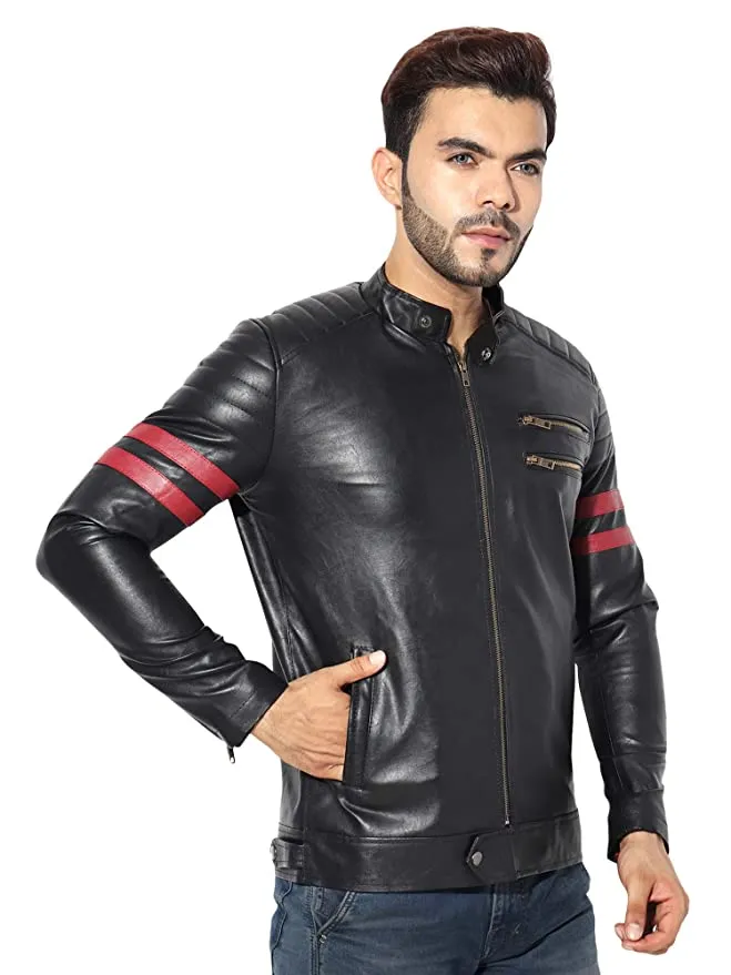 Garmadian Black Men's Pu Leather Jacket, Full Sleeve Designer Jacket