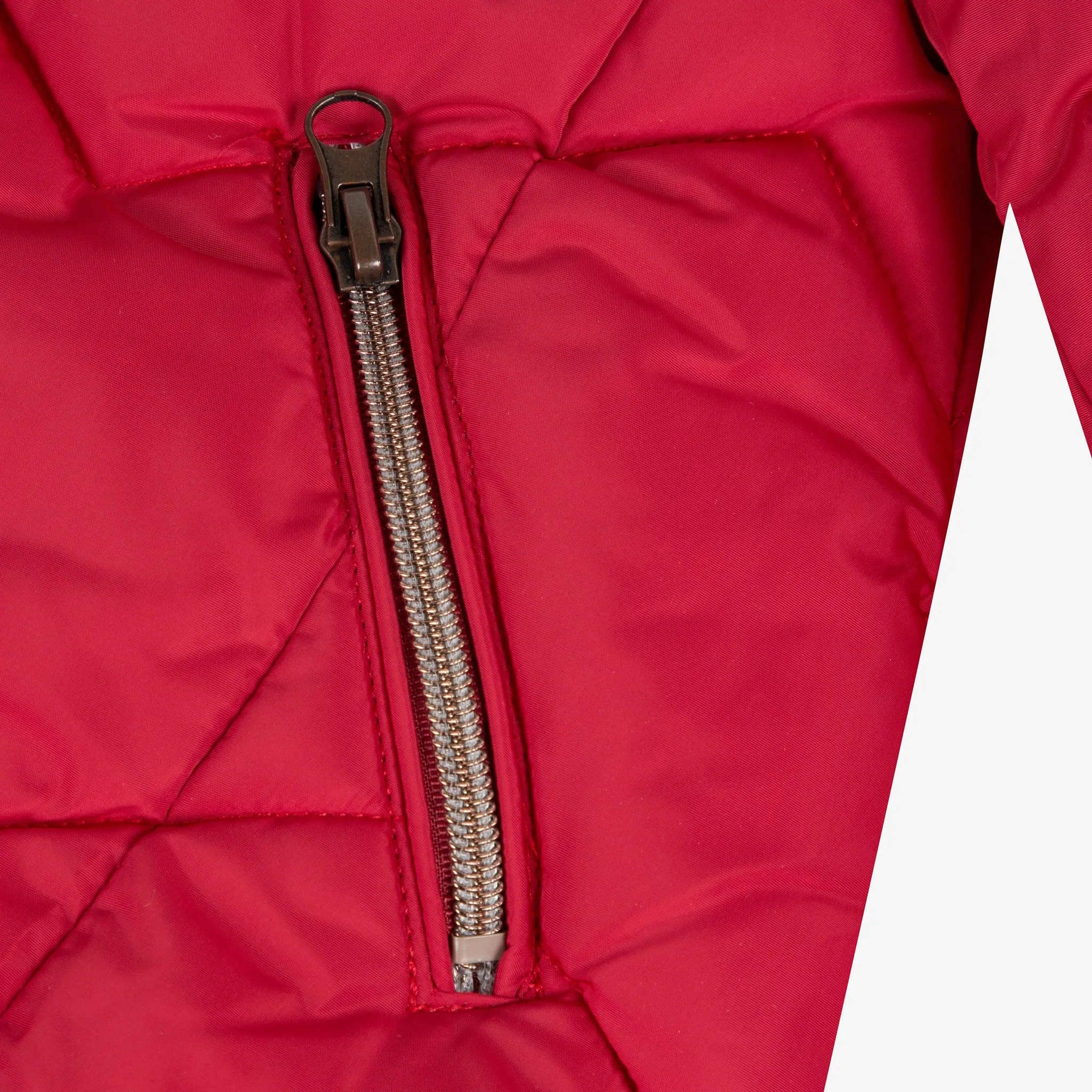 Girls' red coated padded jacket