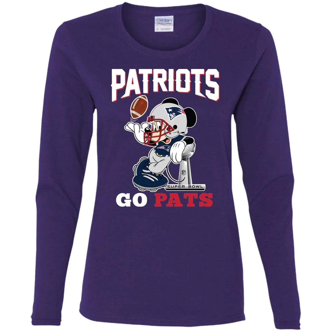 Go Pats - New England Patriots Super Bowl 2019 Mickey Mouse Football Nfl Women Long Sleeve Shirt