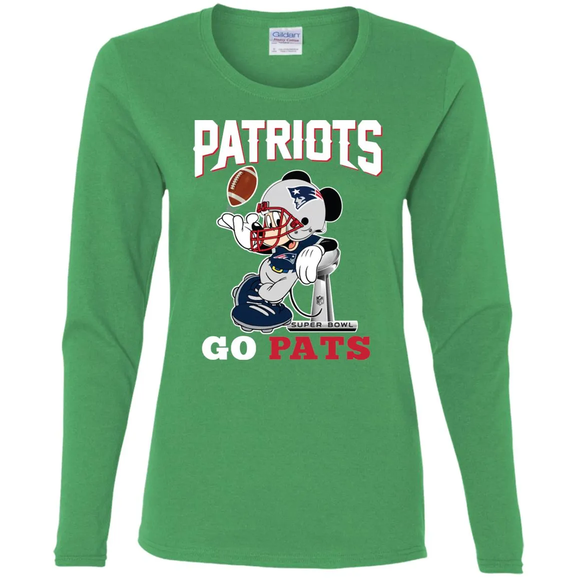 Go Pats - New England Patriots Super Bowl 2019 Mickey Mouse Football Nfl Women Long Sleeve Shirt