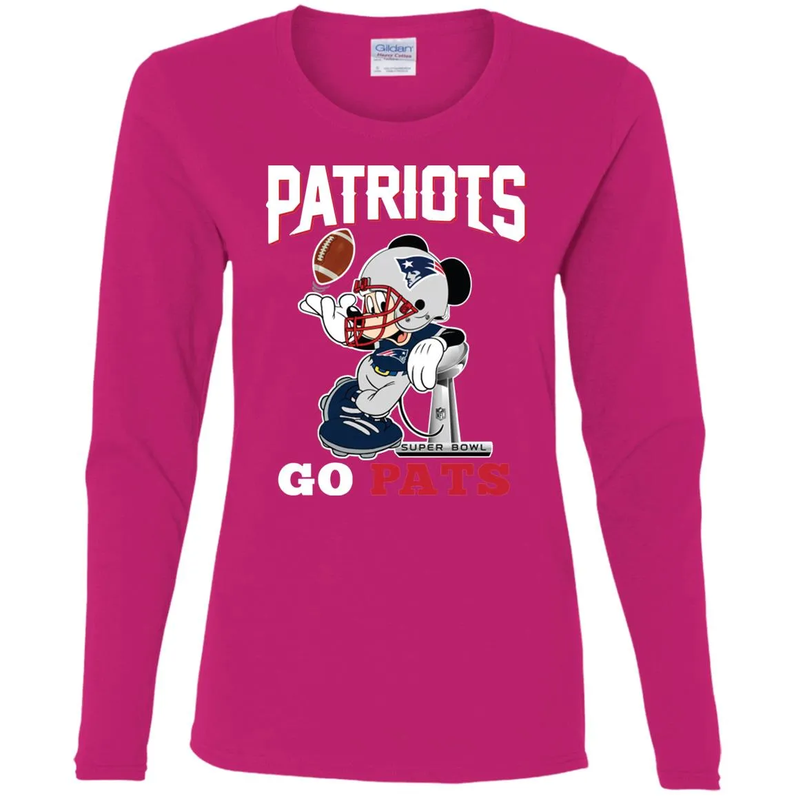 Go Pats - New England Patriots Super Bowl 2019 Mickey Mouse Football Nfl Women Long Sleeve Shirt